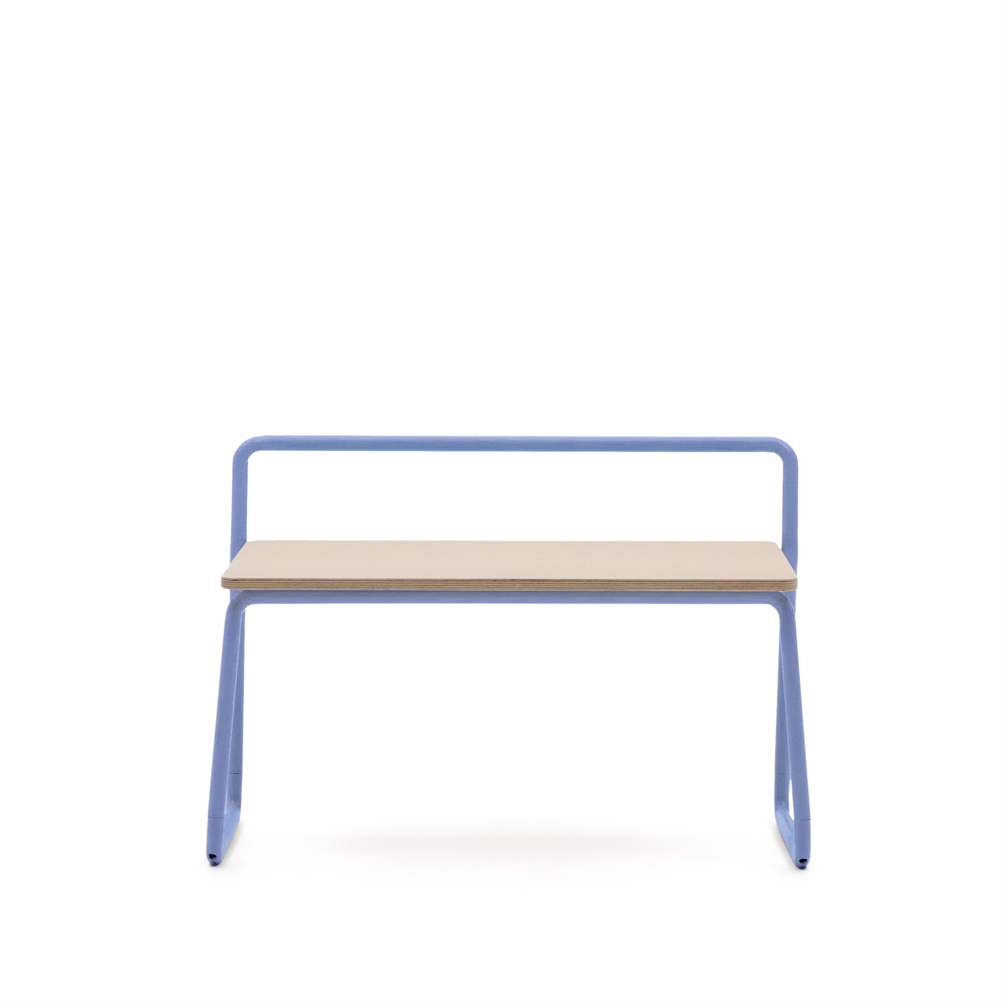 Tinn ash veneer bench with a blue metal structure, 75 cm - Product Image
