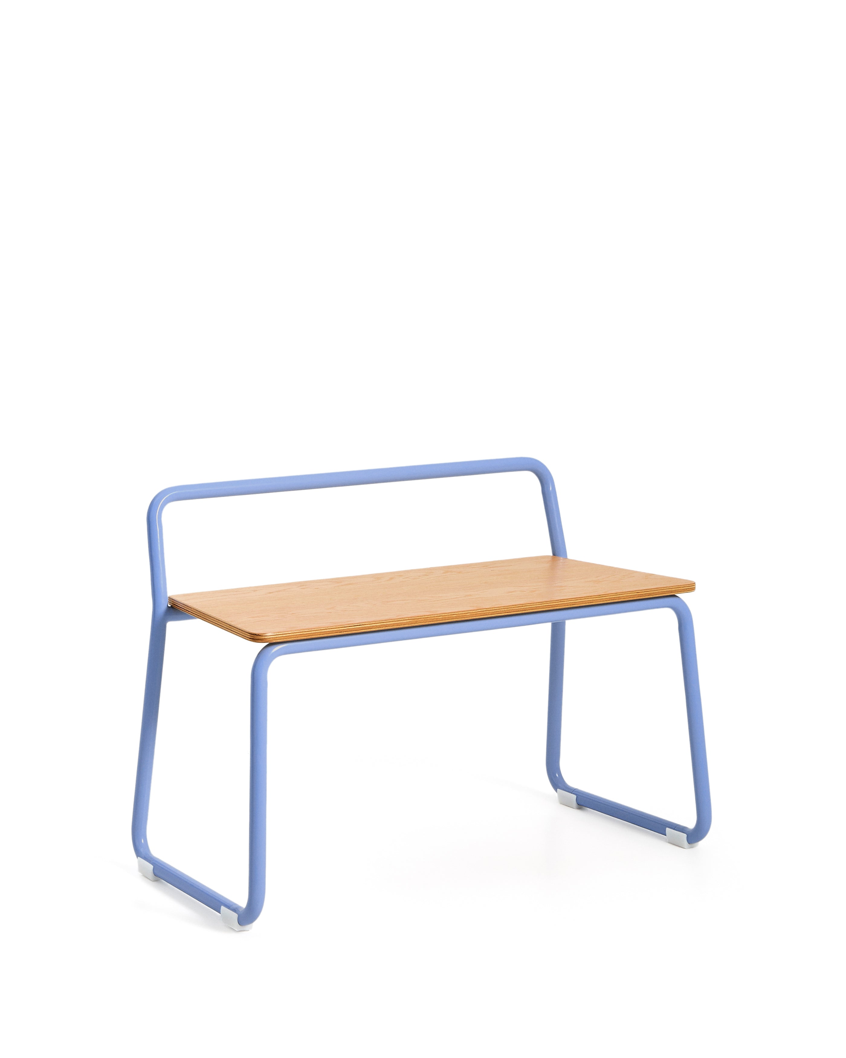 Tinn ash veneer bench with a blue metal structure, 75 cm - Product Image