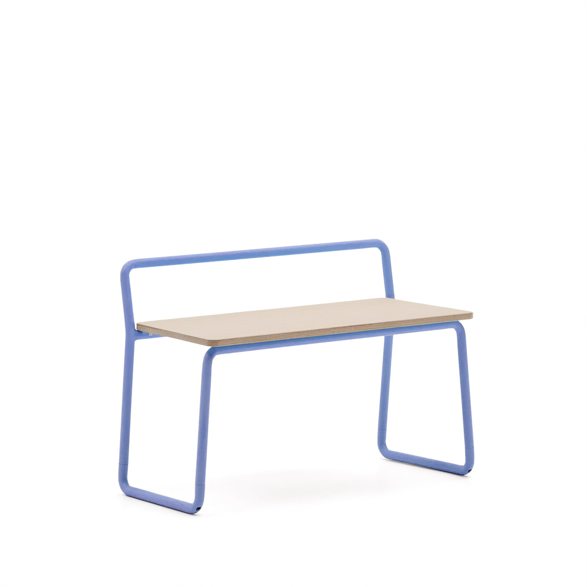 Tinn ash veneer bench with a blue metal structure, 75 cm - Product Image