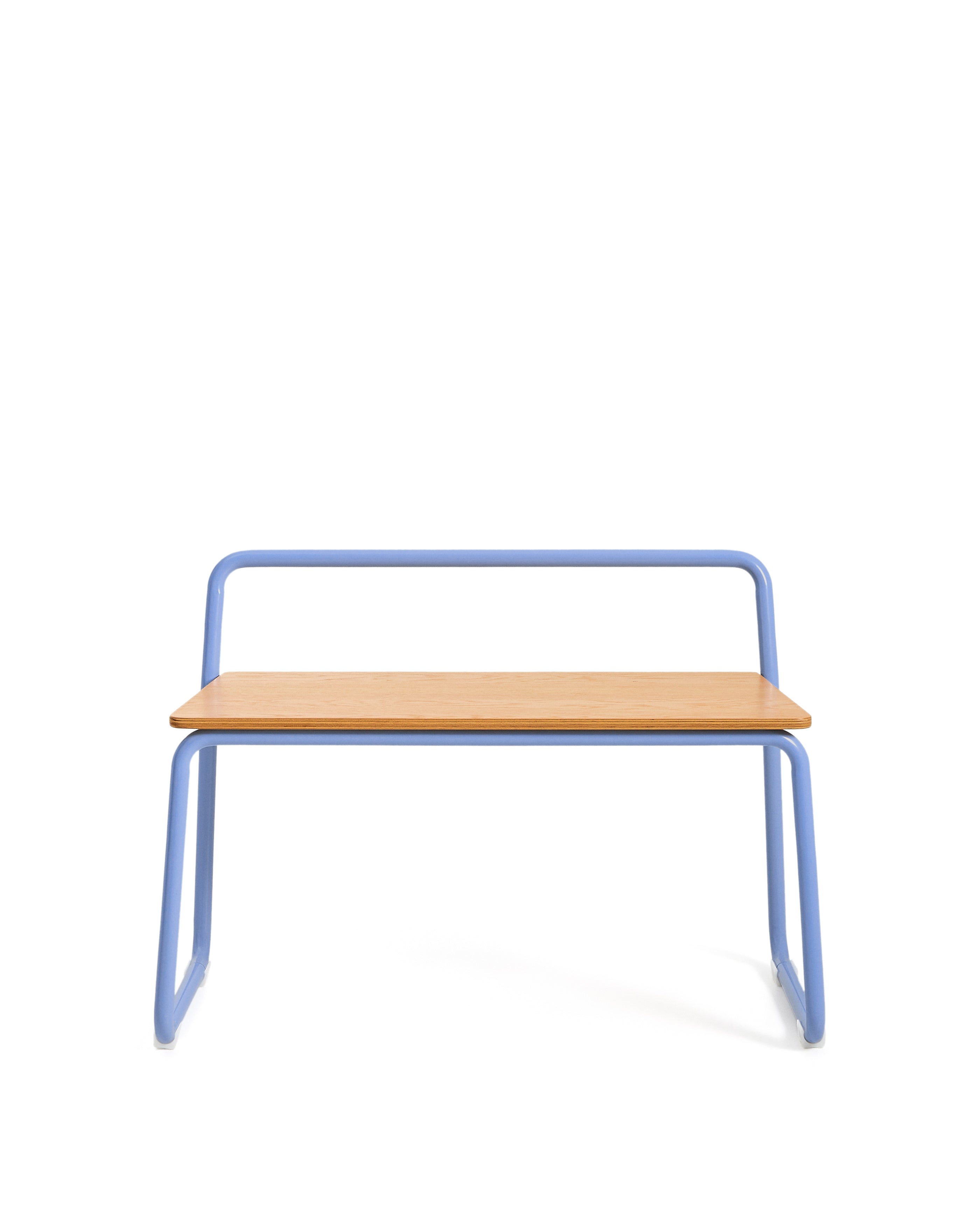 Tinn ash veneer bench with a blue metal structure, 75 cm - Product Image