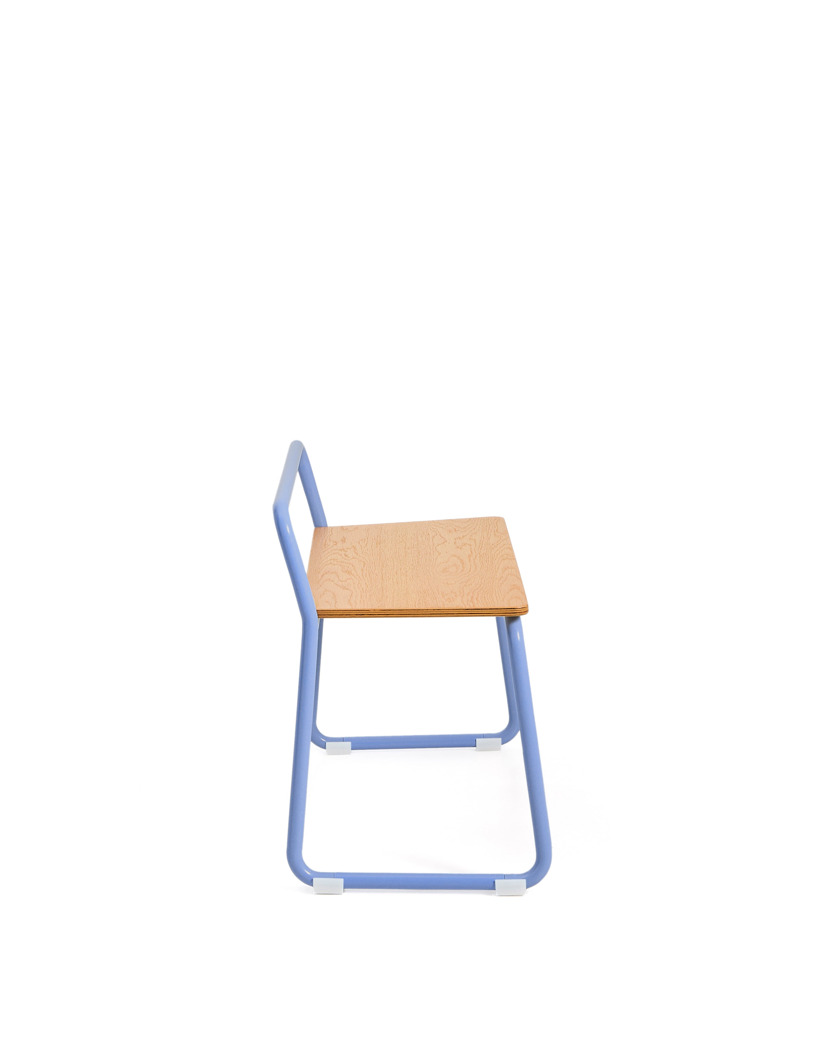 Tinn ash veneer bench with a blue metal structure, 75 cm - Product Image