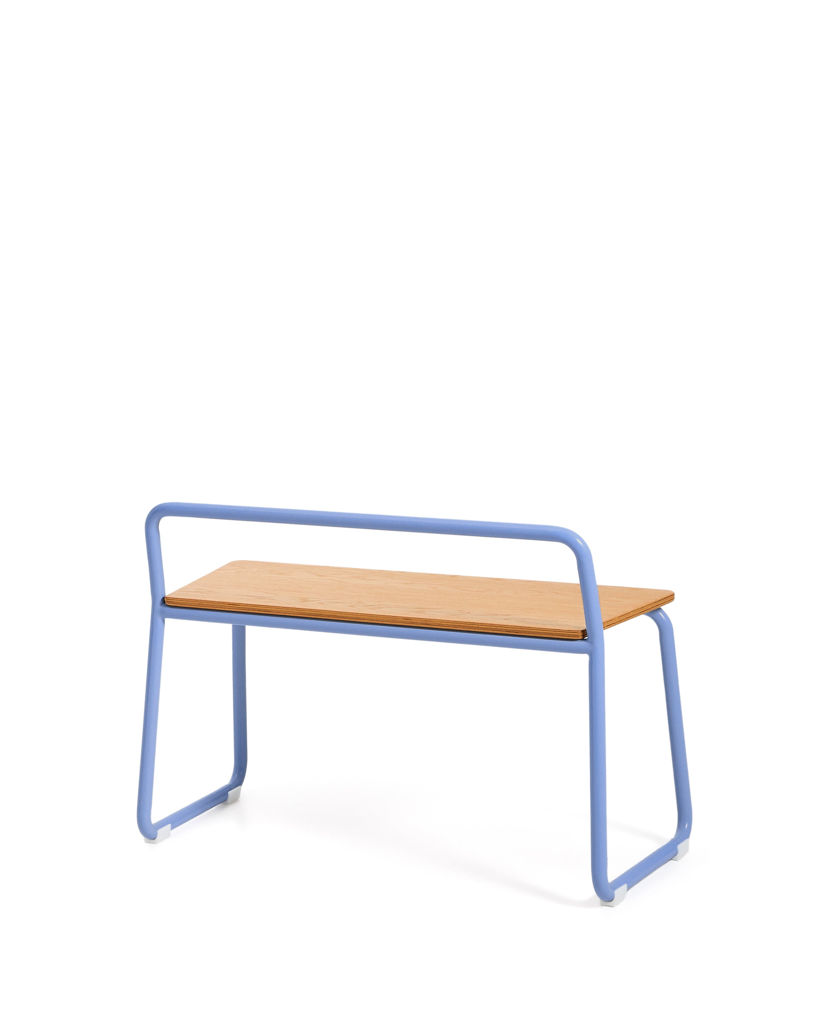 Tinn ash veneer bench with a blue metal structure, 75 cm - Product Image