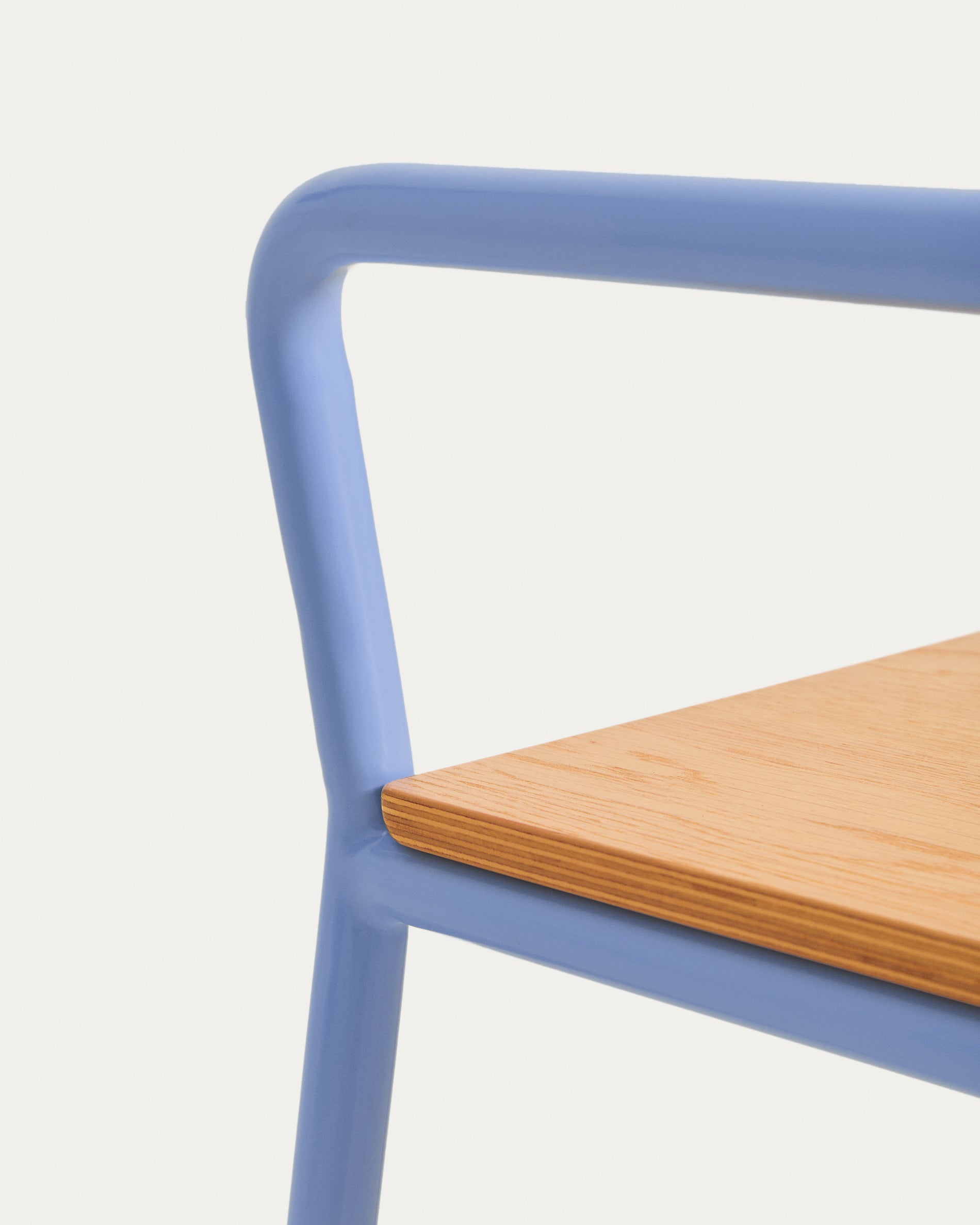 Tinn ash veneer bench with a blue metal structure, 75 cm - Detail