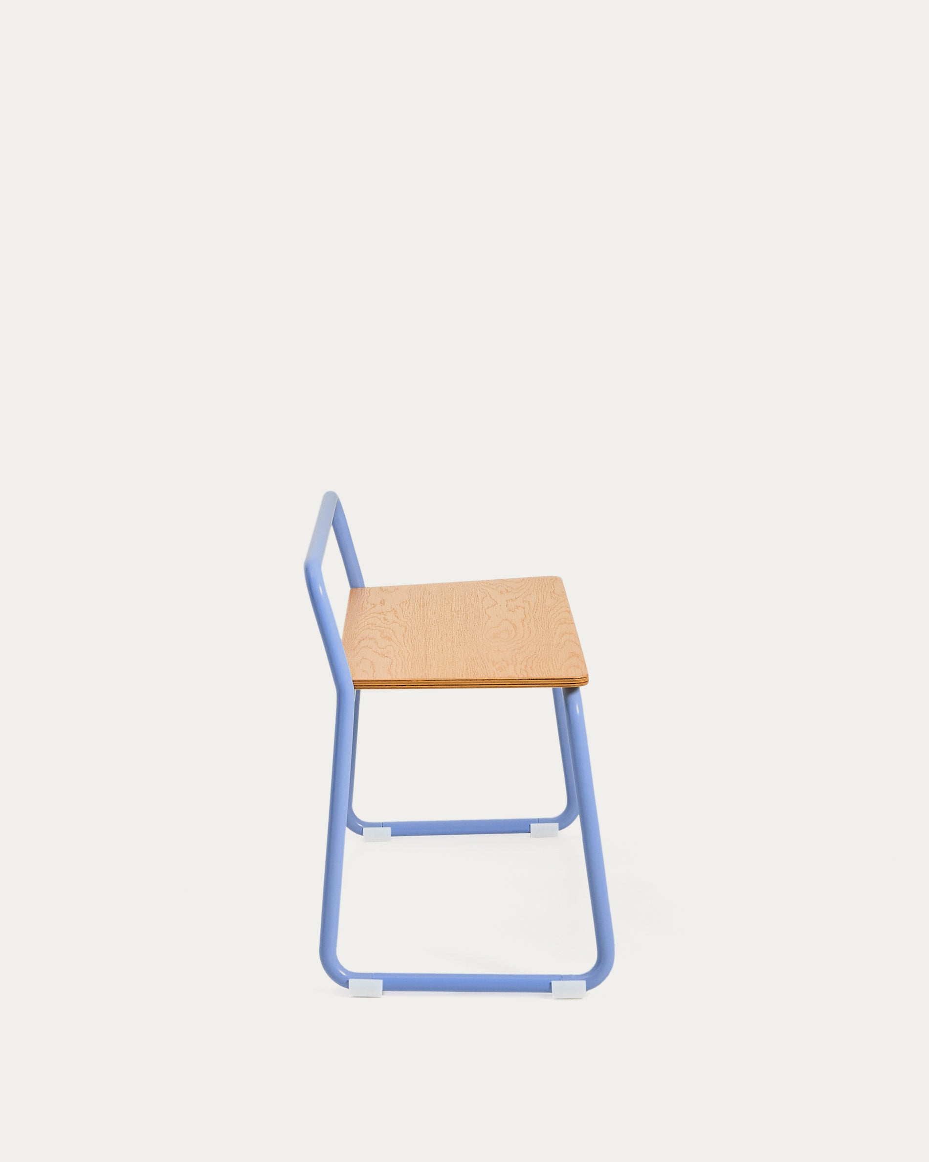 Tinn ash veneer bench with a blue metal structure, 75 cm - Product View