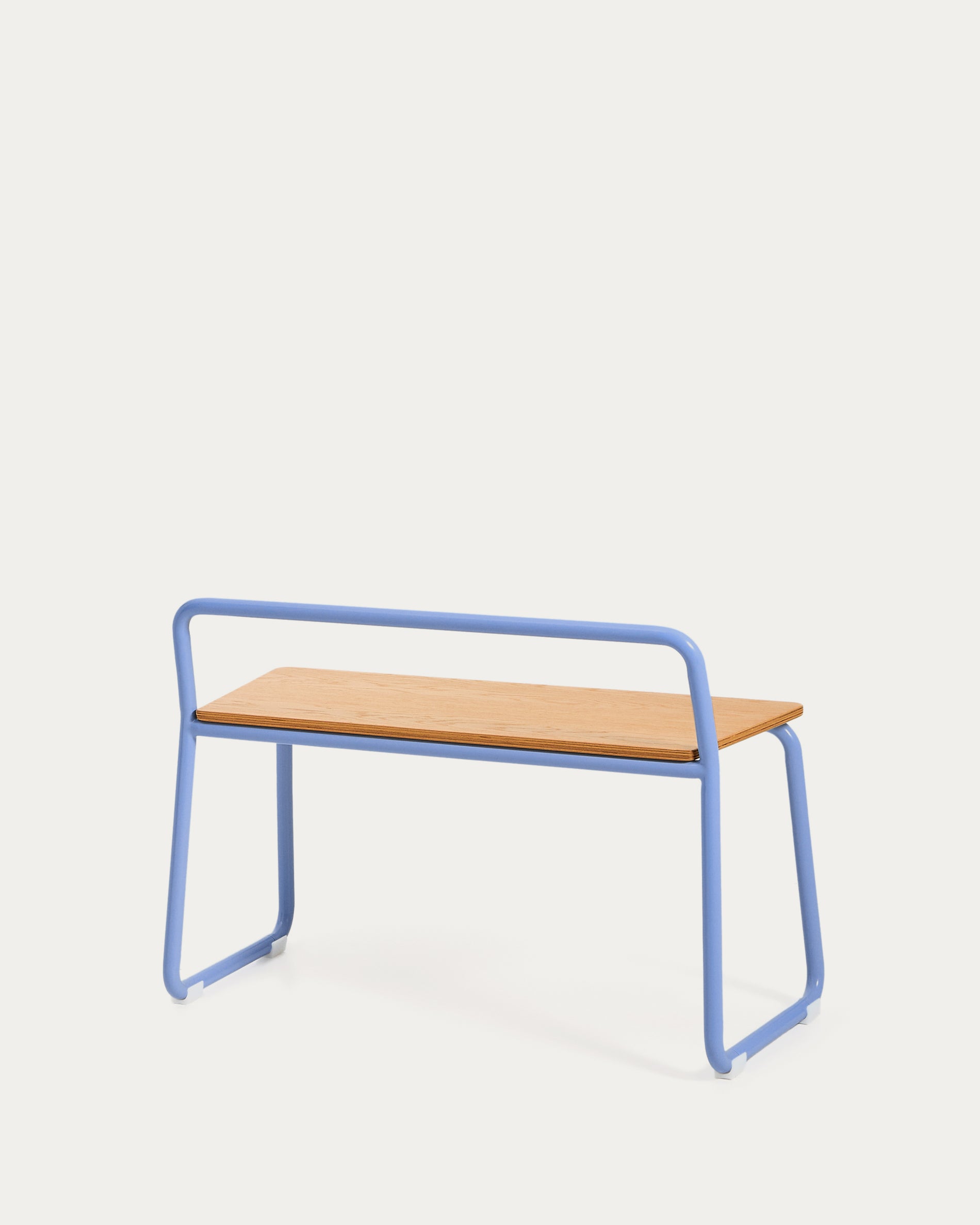 Tinn ash veneer bench with a blue metal structure, 75 cm - Product View