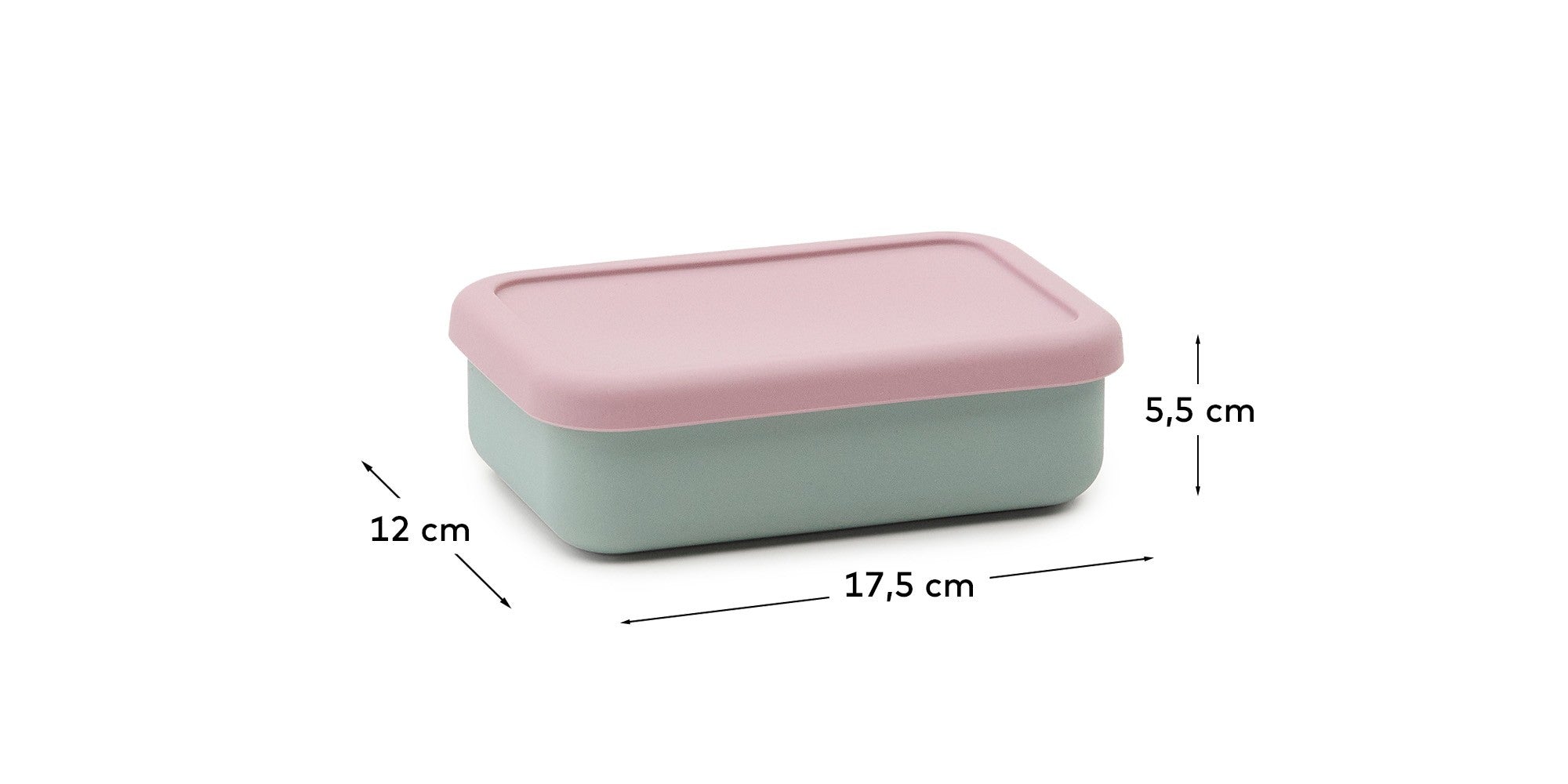 Lili lunch box in pink and turquoise silicone - Measurements