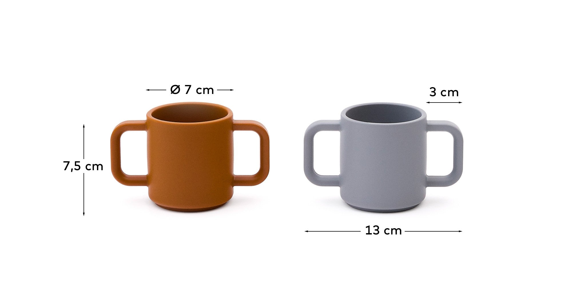 Lili set of two cups in orange and blue silicone - Measurements