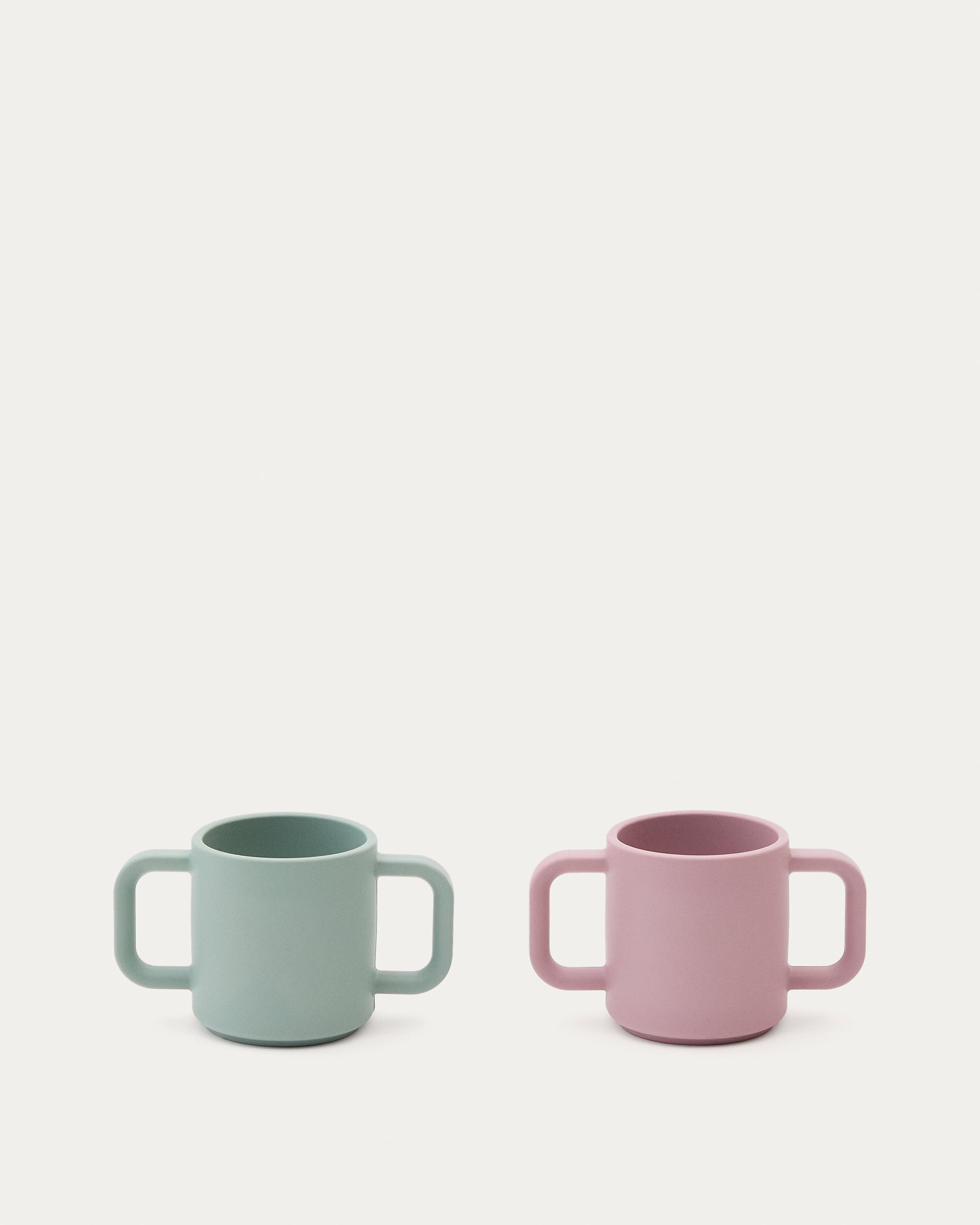 Lili set of two cups in pink and turquoise silicone - Product View