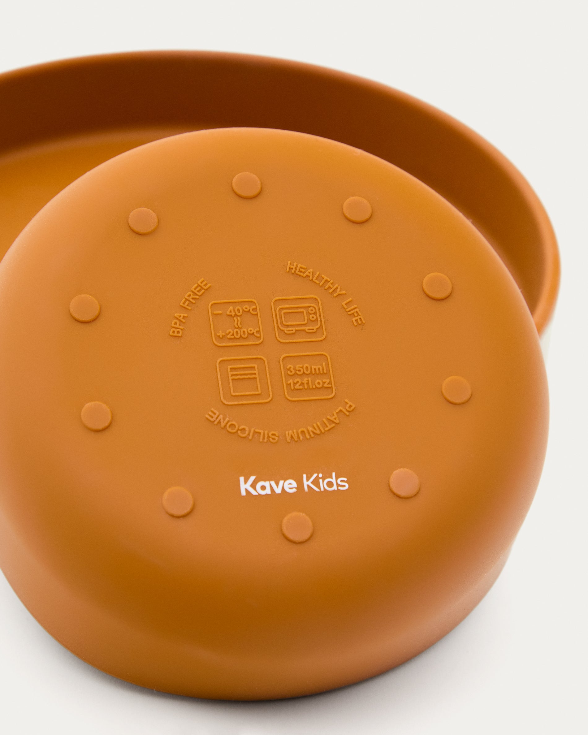 Lili plate and bowl set in orange silicone - Detail