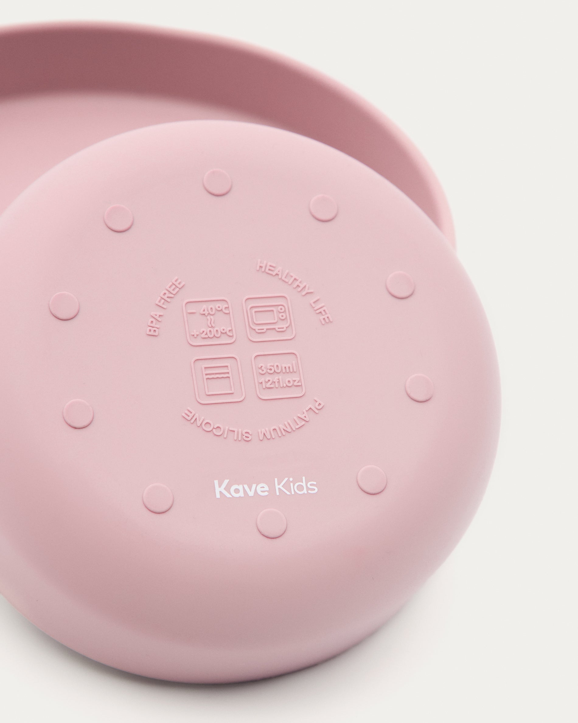 Lili plate and bowl set in pink silicone - Detail