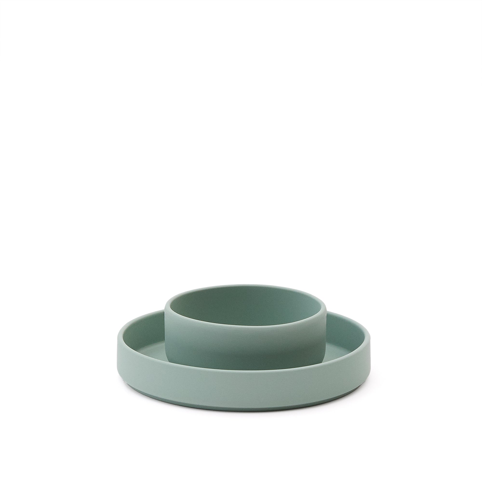 Lili plate and bowl set in turquoise silicone - Product Image