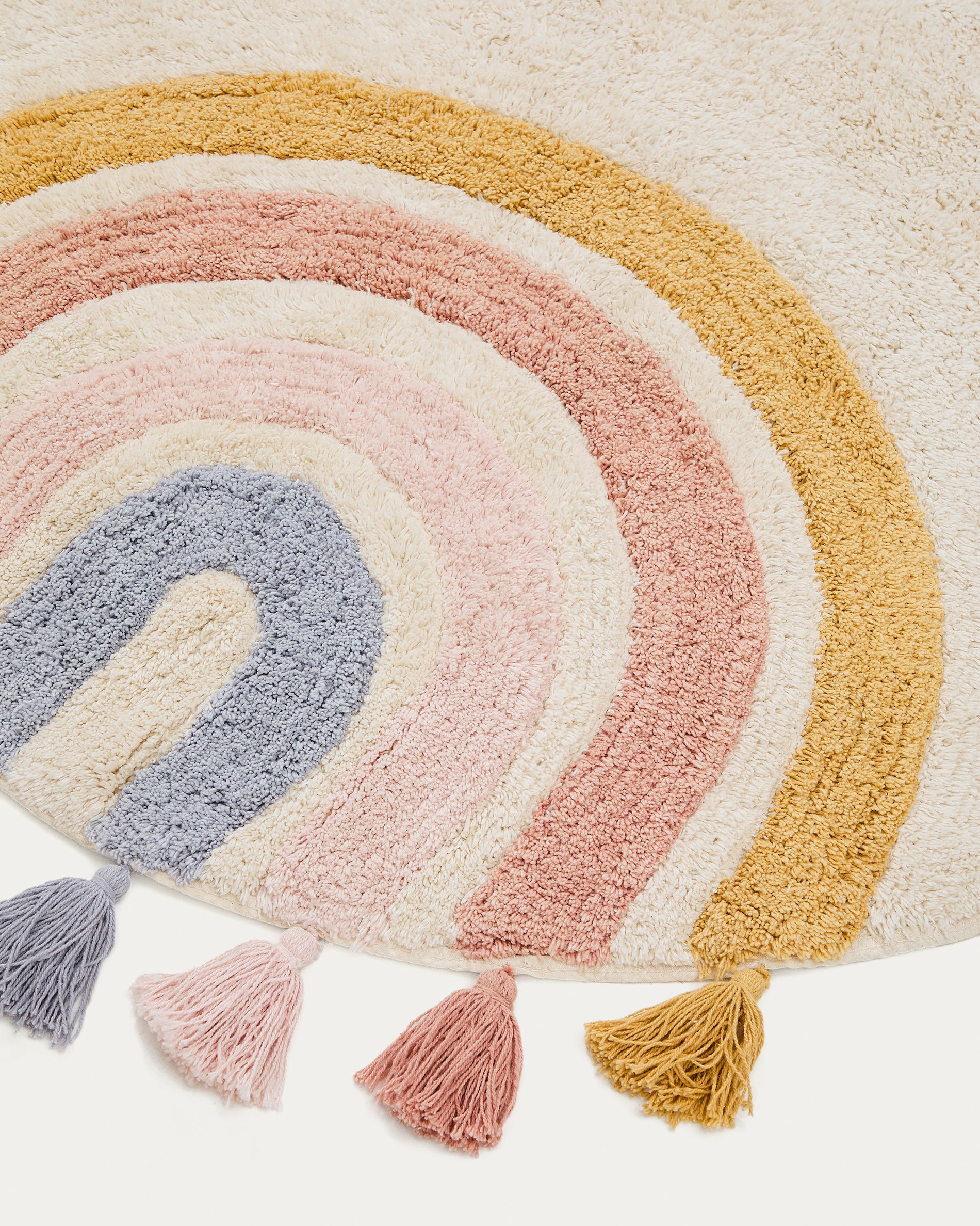 Tadea Round Rug 100% cotton multicolor rainbow Ø 100 cm - Detail