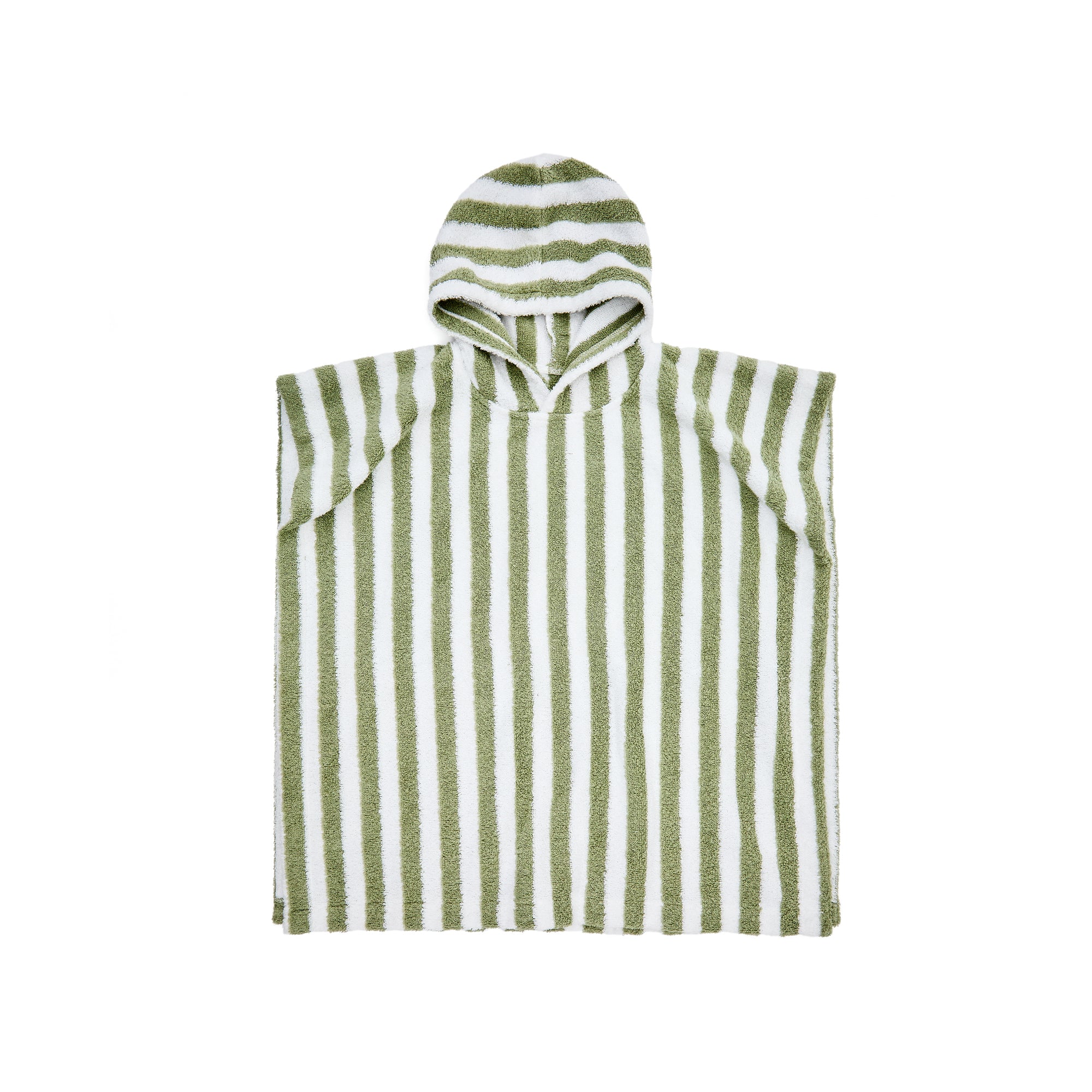 Nuni cotton poncho towel with white and green stripes size 2/3 years - Product Image