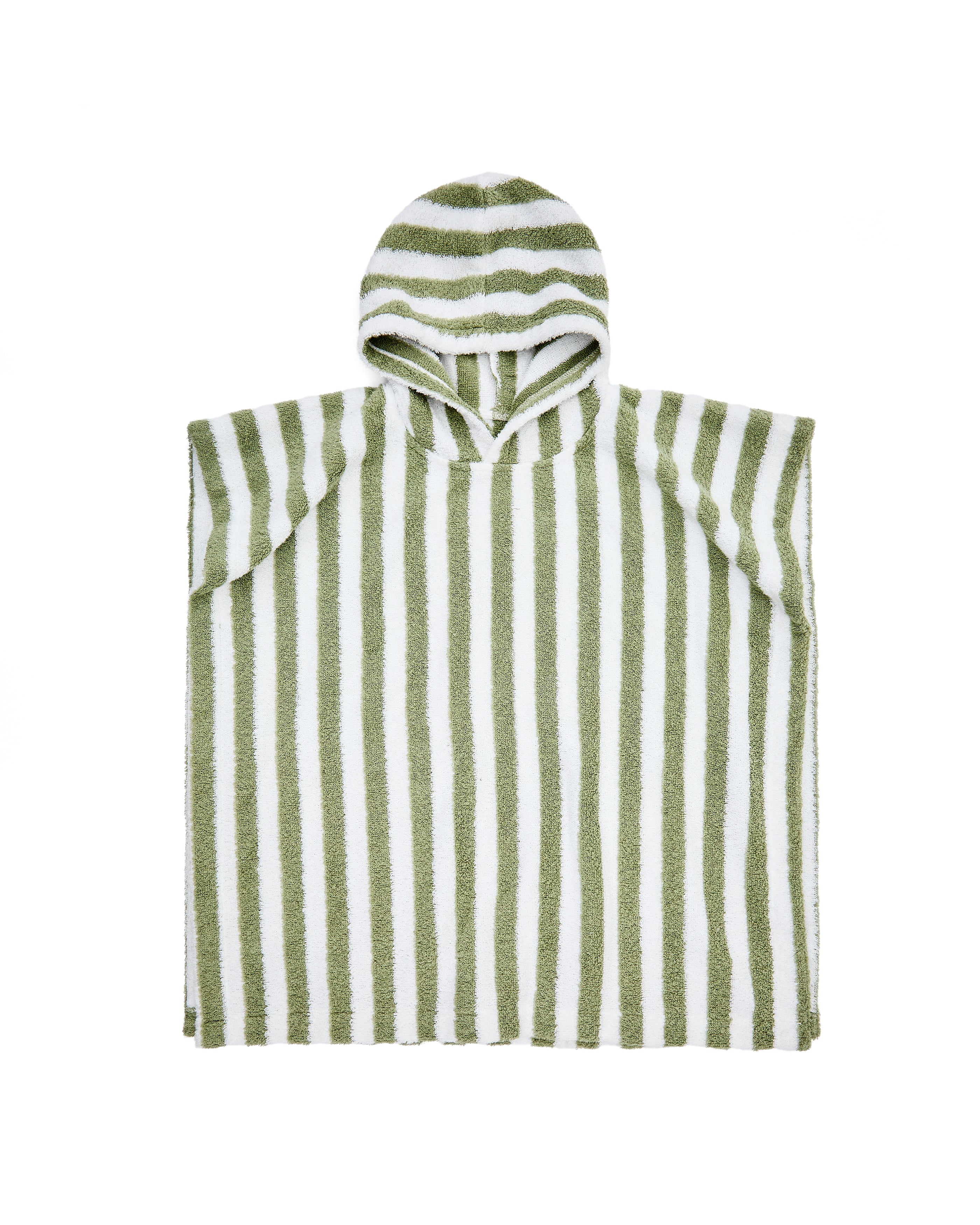 Nuni cotton poncho towel with white and green stripes size 2/3 years - Product Image