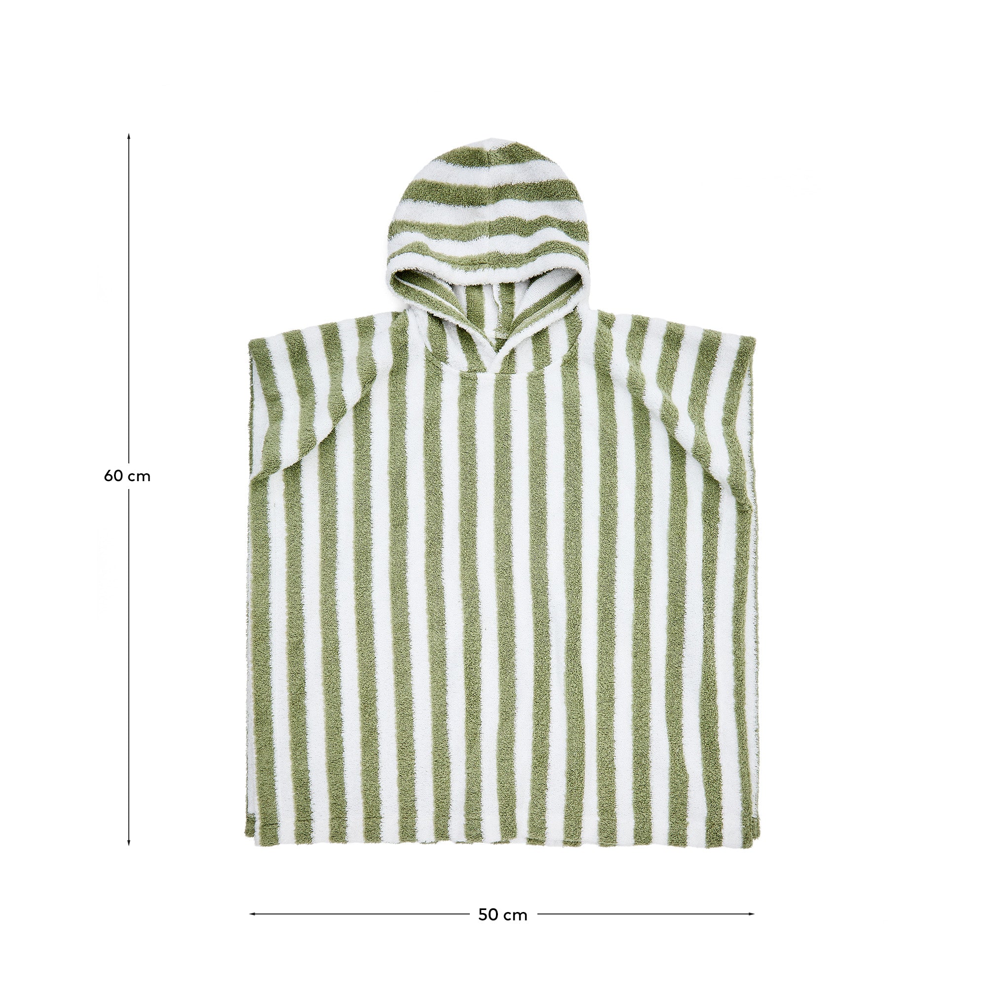 Nuni cotton poncho towel with white and green stripes size 2/3 years - Measurements