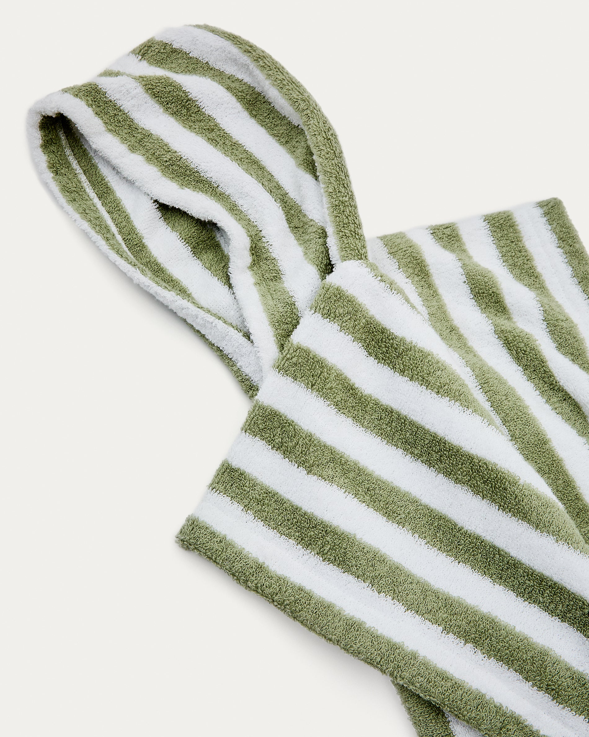 Nuni cotton poncho towel with white and green stripes size 2/3 years - Detail