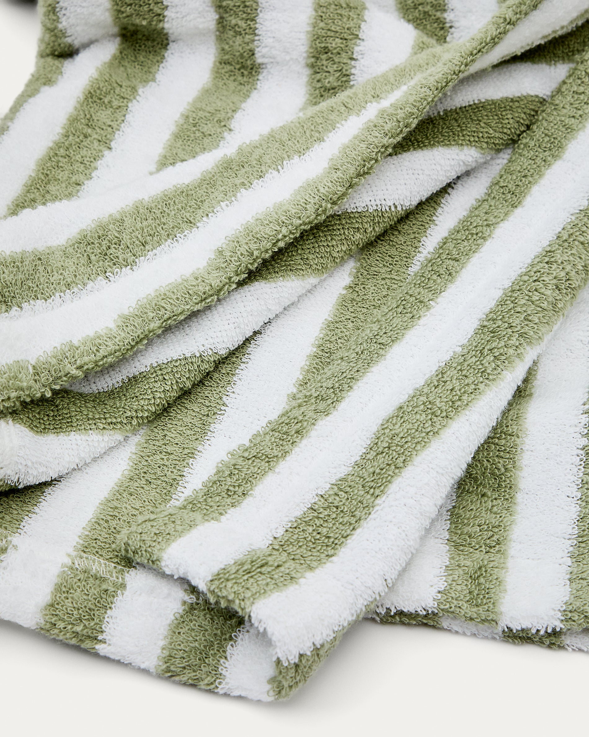 Nuni cotton poncho towel with white and green stripes size 2/3 years - Detail