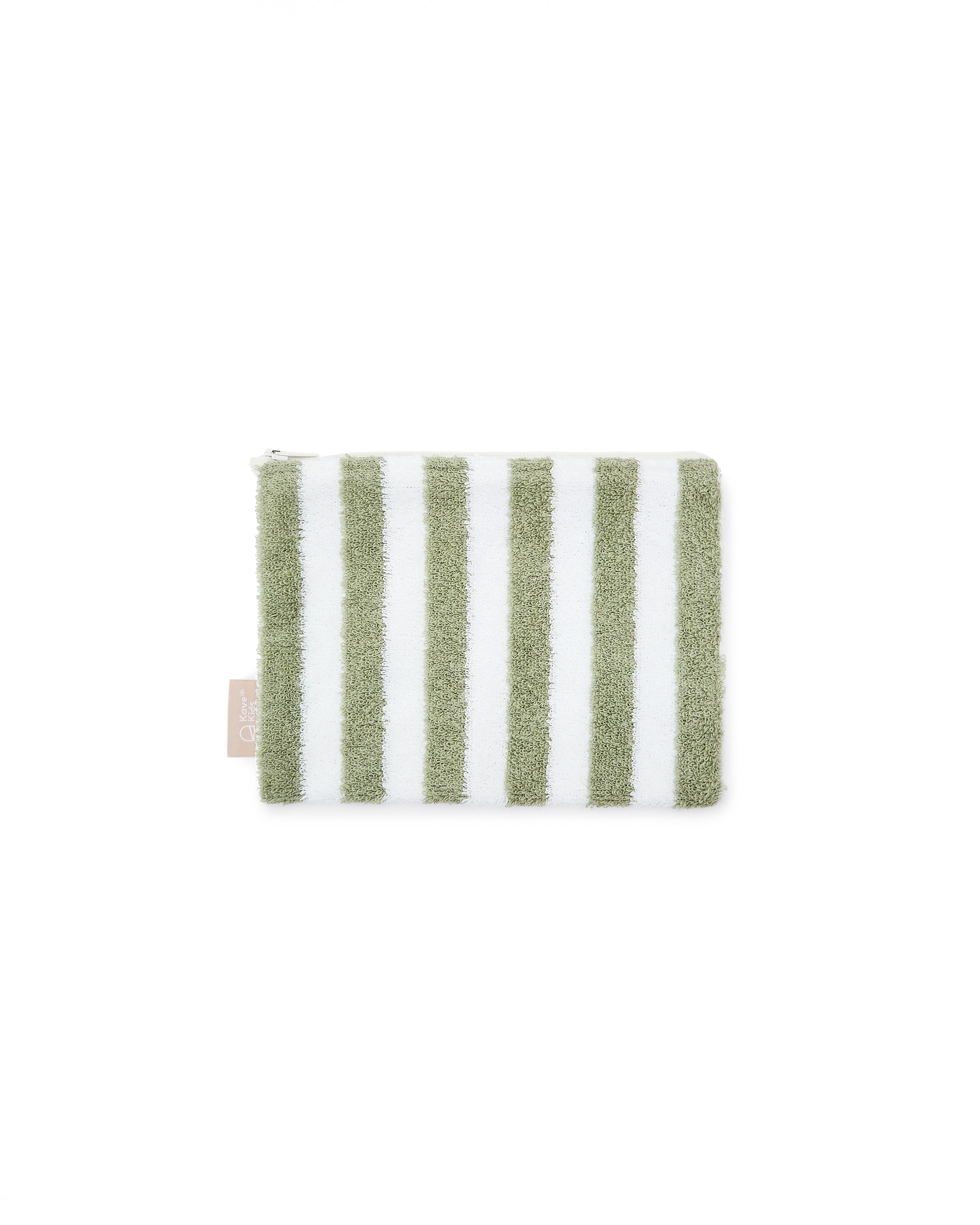 Nuni cotton toiletries bag with green and white stripes - Product Image