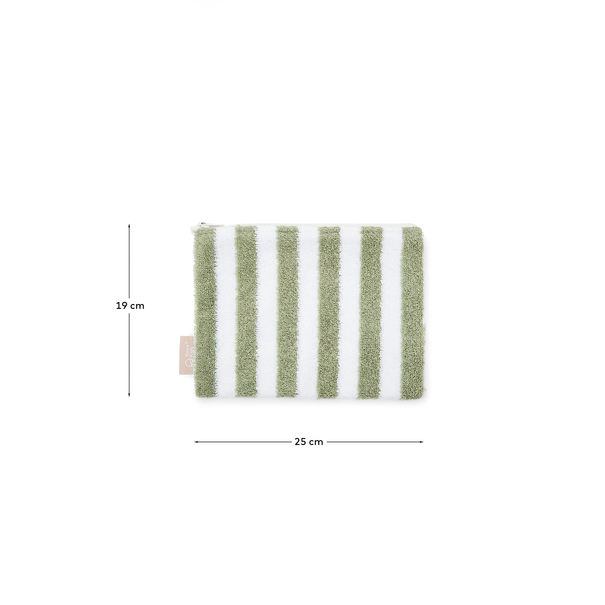 Nuni cotton toiletries bag with green and white stripes - Measurements