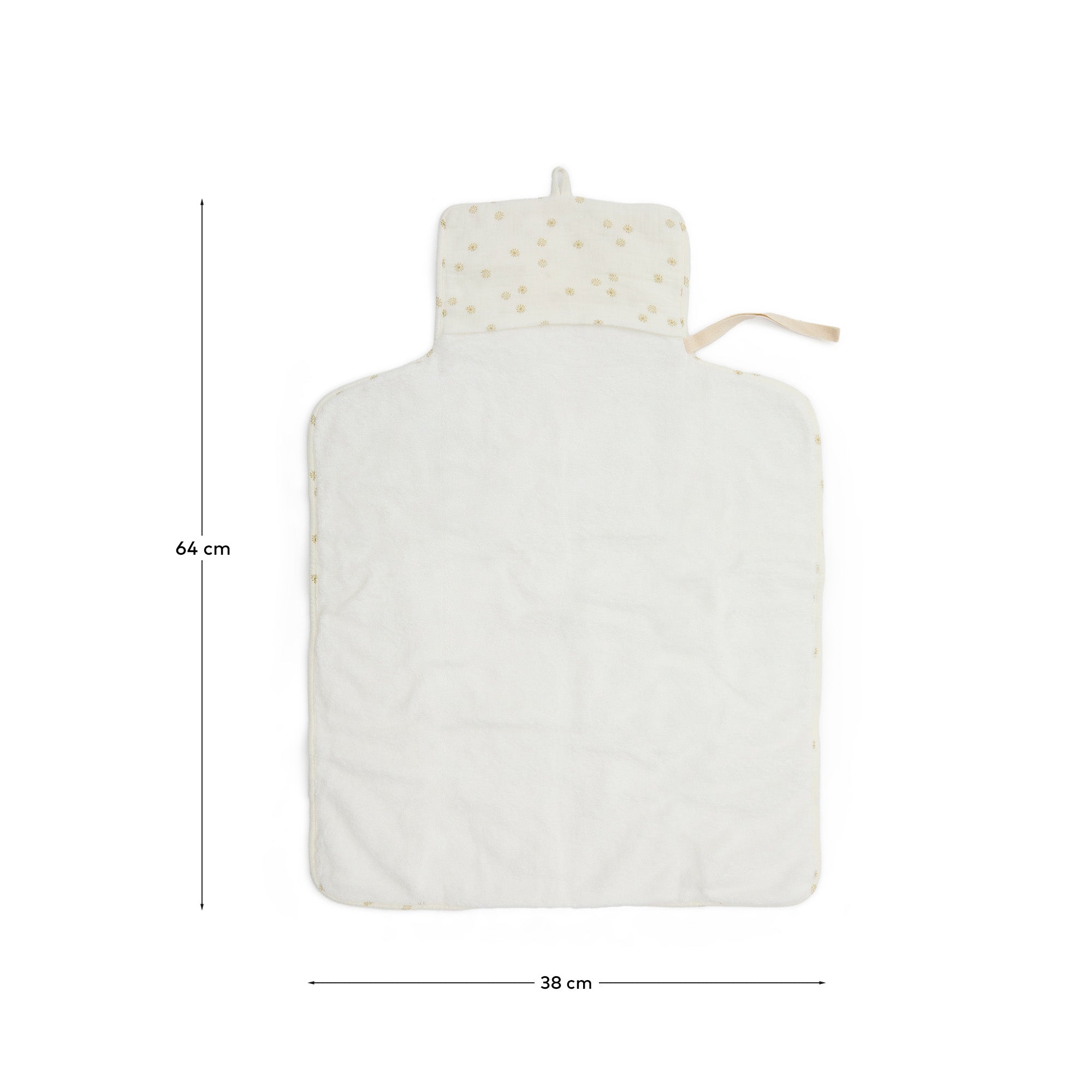 Olna travel changing mat in 100% cotton with a sun print - Measurements