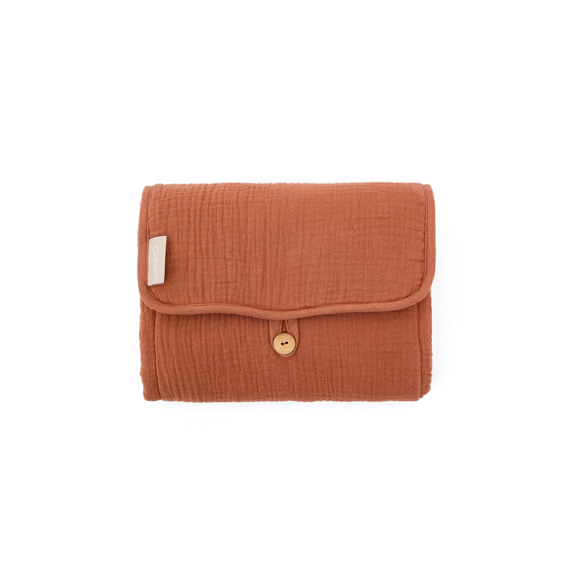 Olna travel changing mat in 100% terracotta cotton - Product Image