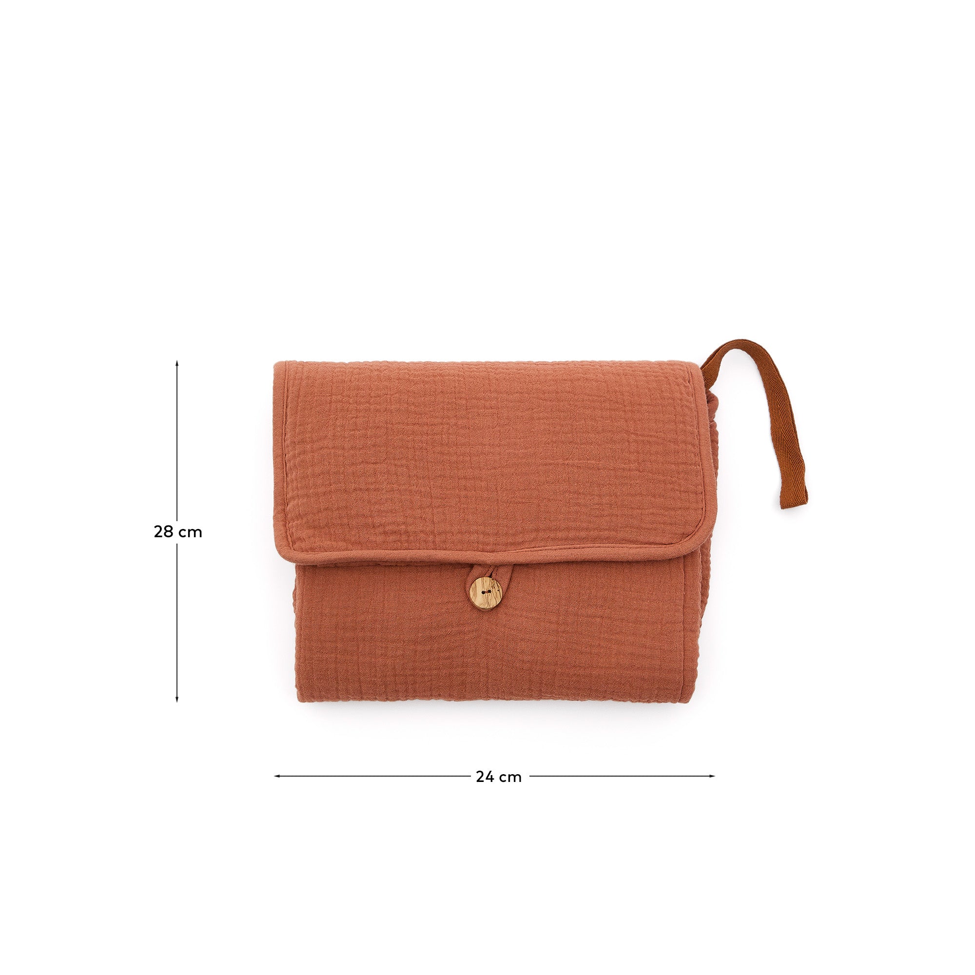 Olna travel changing mat in 100% terracotta cotton - Measurements