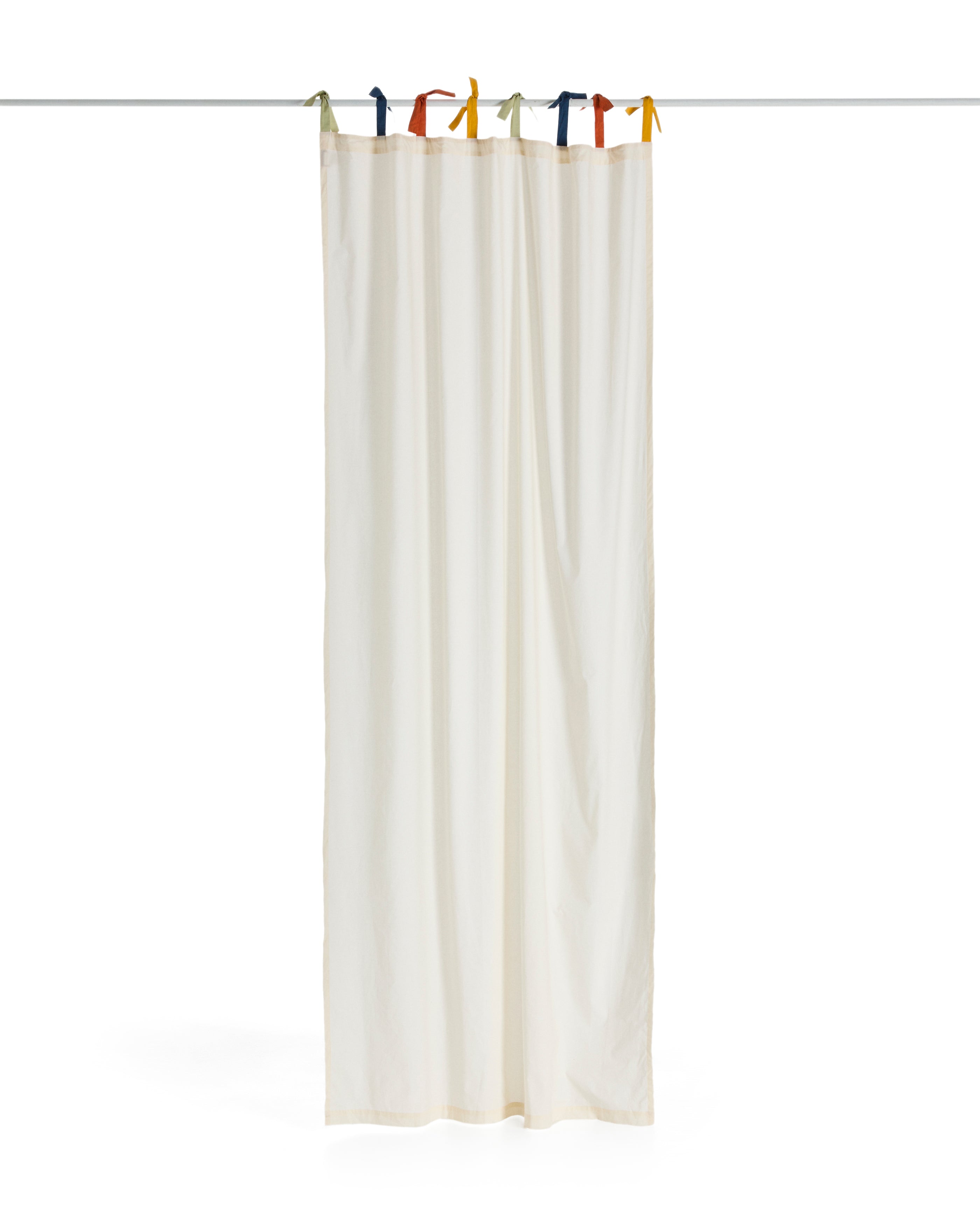 Zelda white 100% cotton curtain with multicoloured ties 135 x 270cm - Product Image