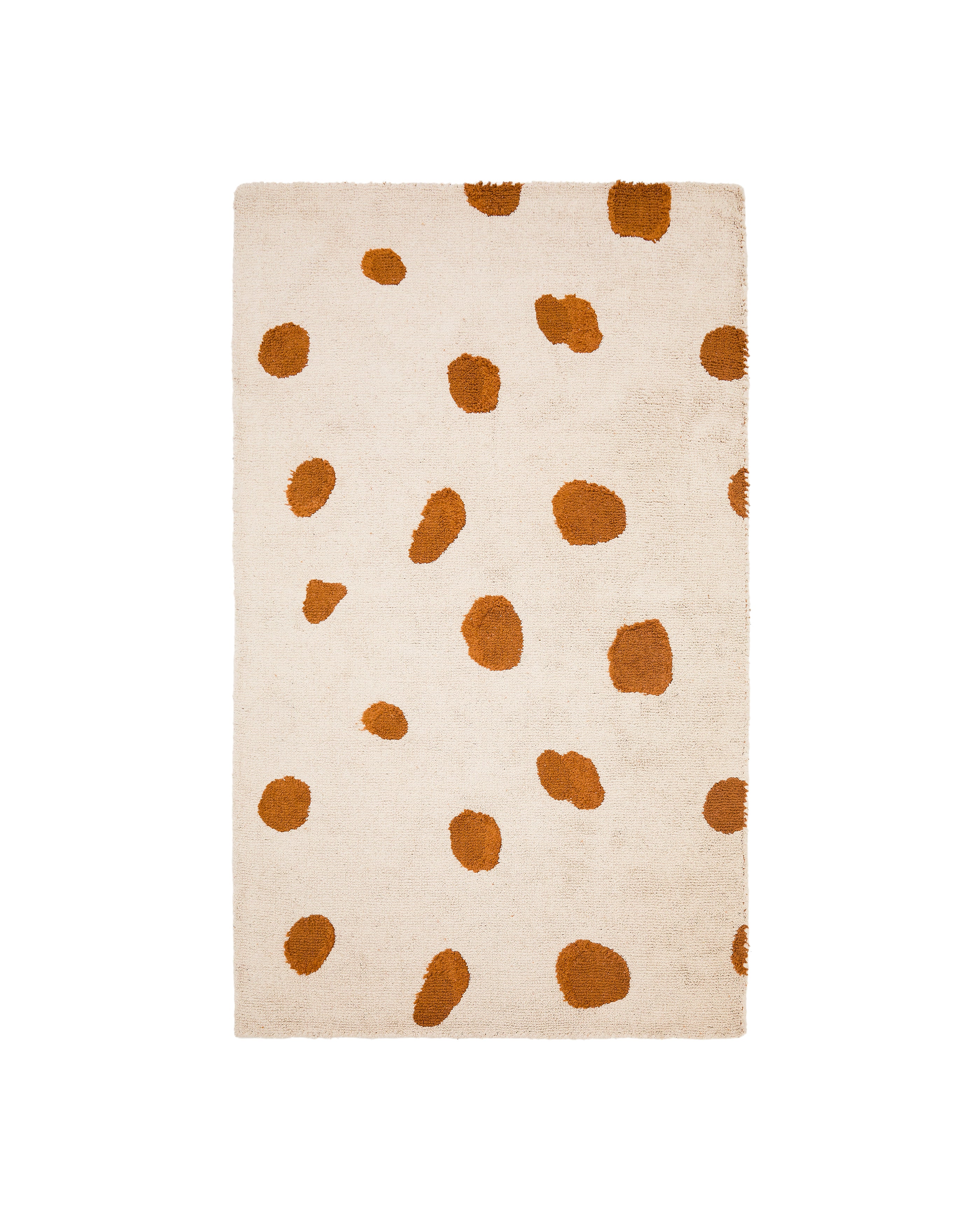 Tandani beige cotton rug with orange cheetah design 90 x 150cm - Product Image