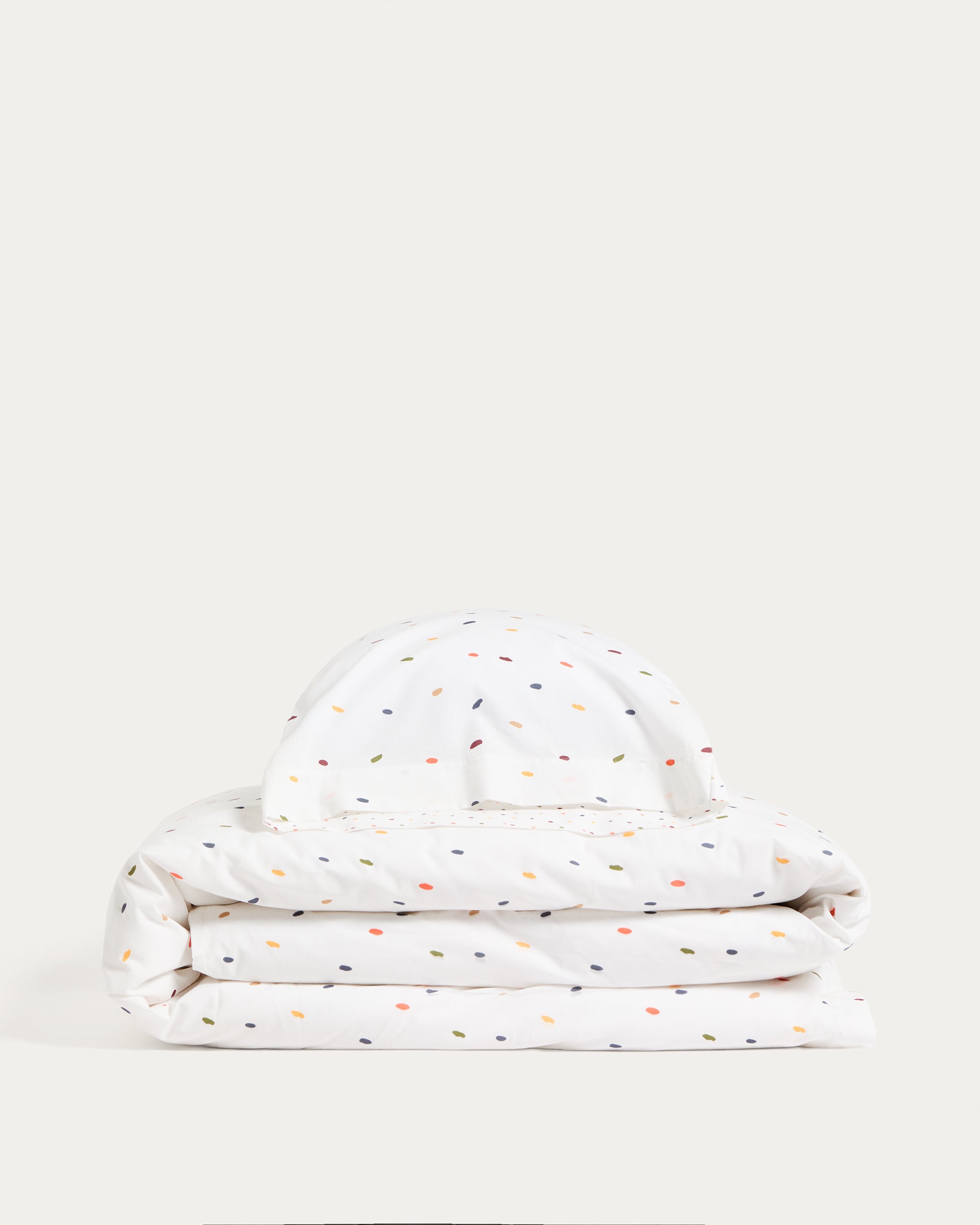 Epifania duvet cover and pillowcase set in cotton percale with multicolour print for 90cm bed - Product View