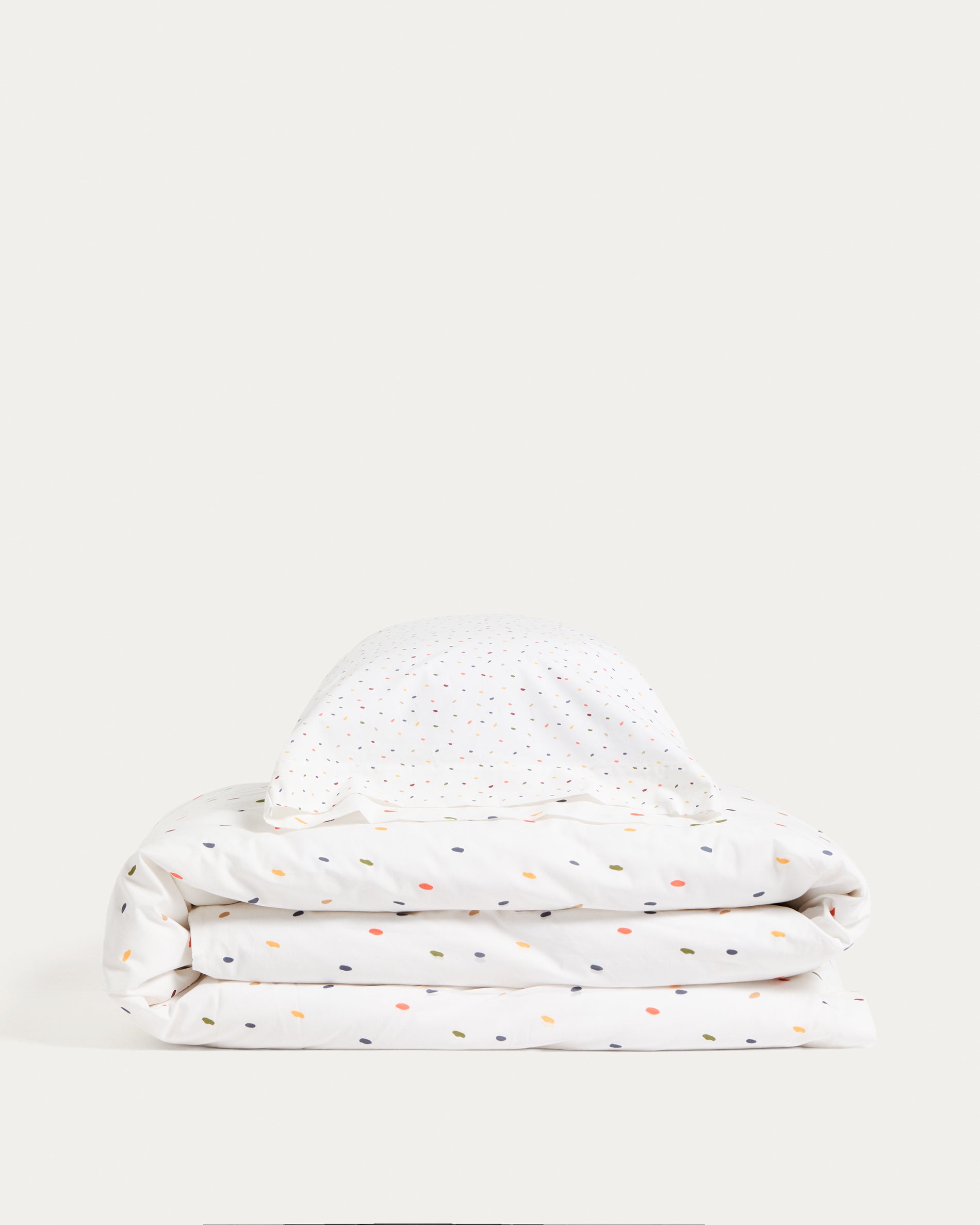 Epifania duvet cover and pillowcase set in cotton percale with multicolour print for 90cm bed - Product View
