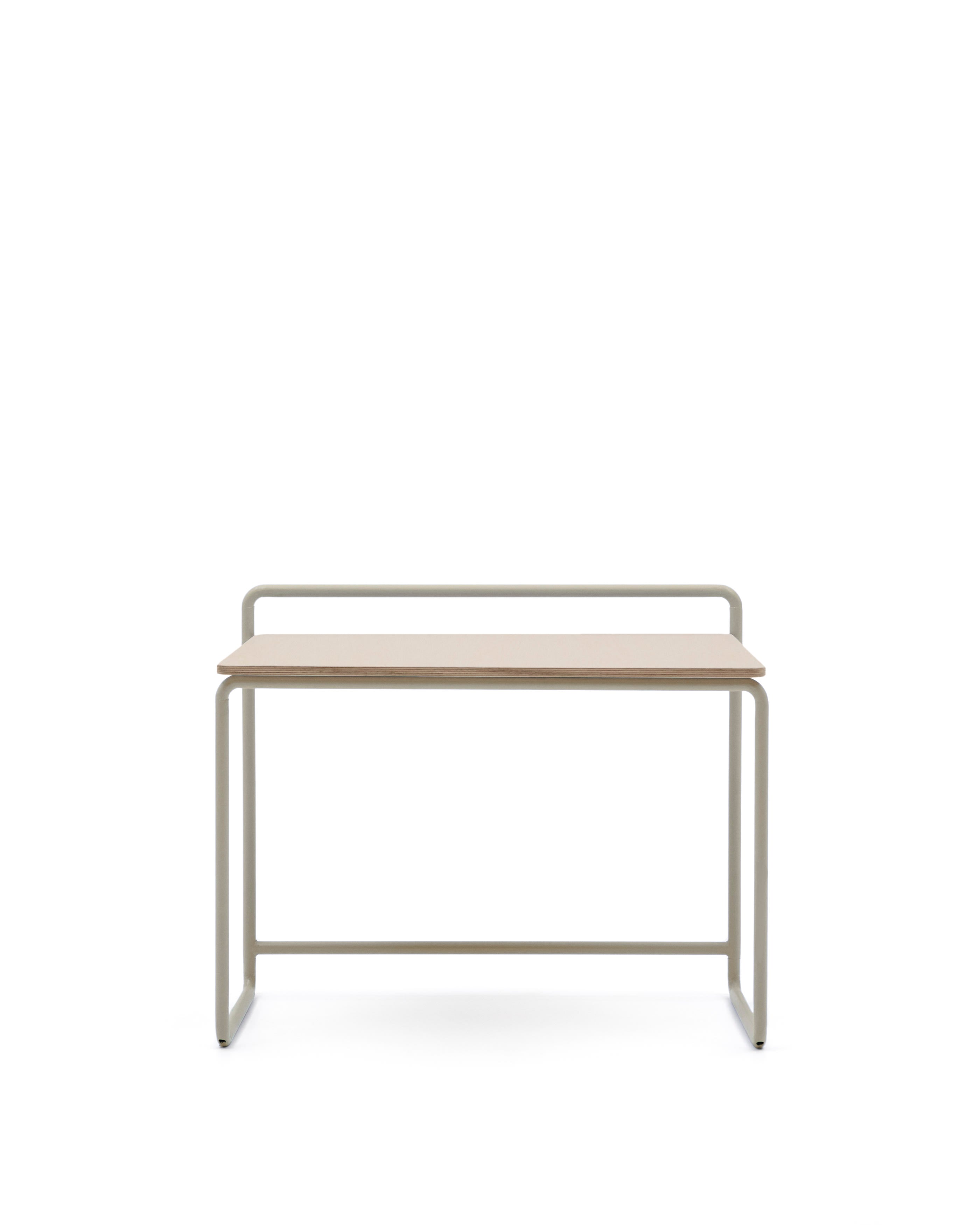 Tinn ash brown veneer desk with beige metal structure, 75 x 45.5 cm