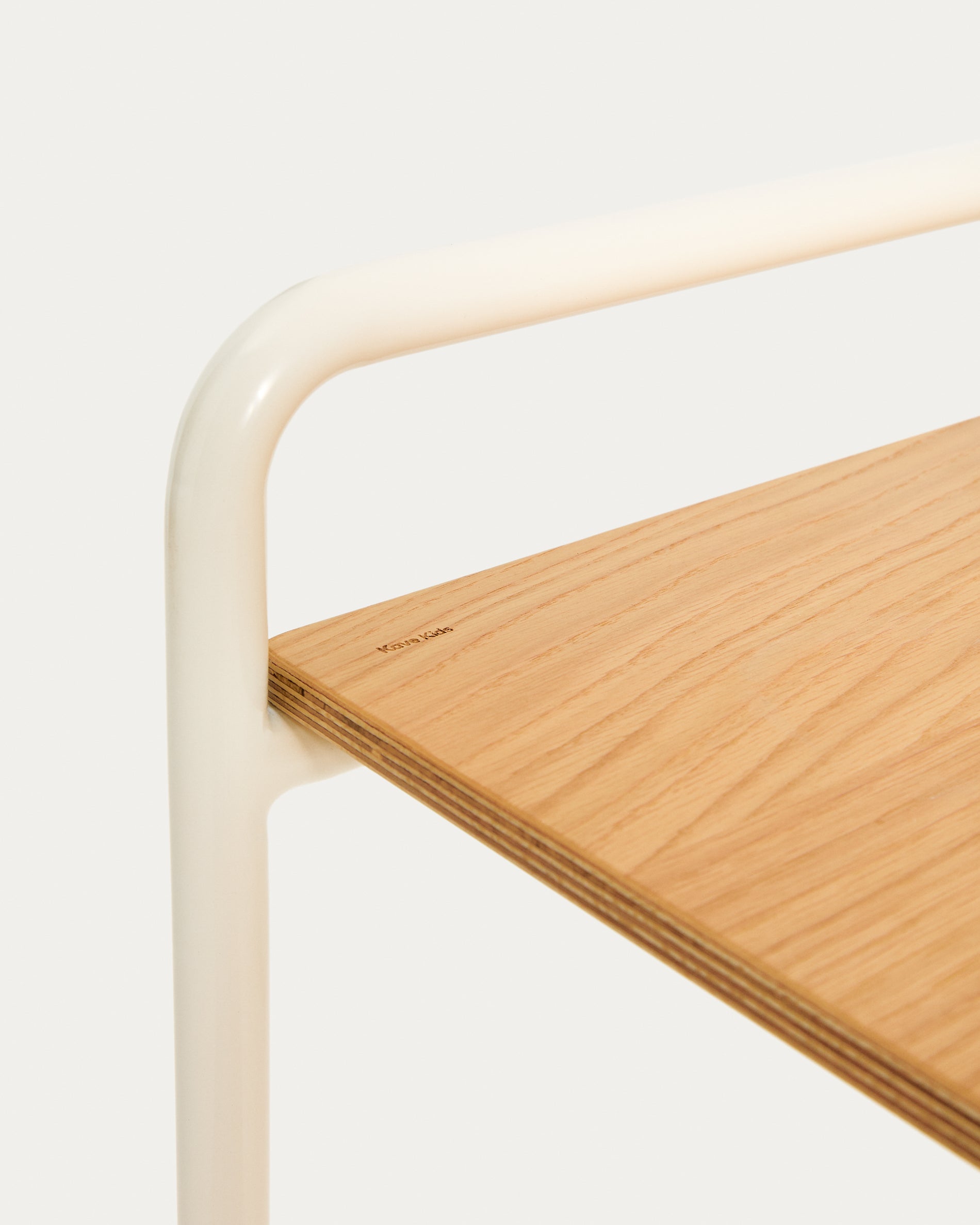 Tinn ash veneer desk with a beige metal structure, 82 x 45 cm - Detail