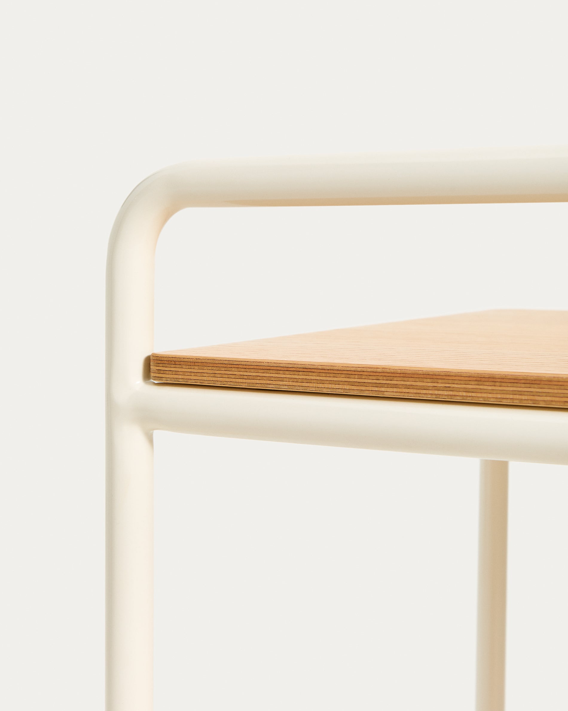 Tinn ash veneer desk with a beige metal structure, 82 x 45 cm - Detail
