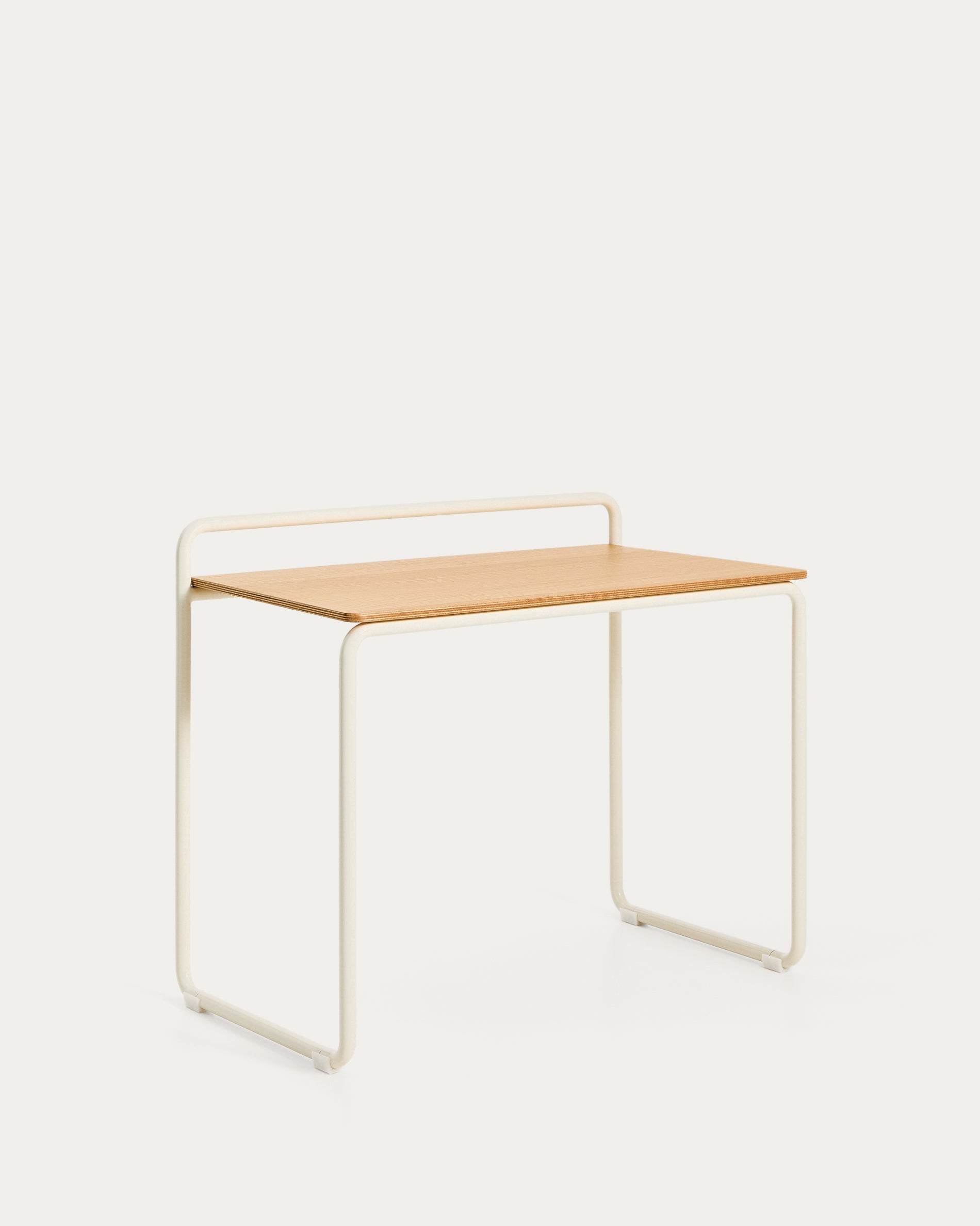 Tinn ash veneer desk with a beige metal structure, 82 x 45 cm - Product View