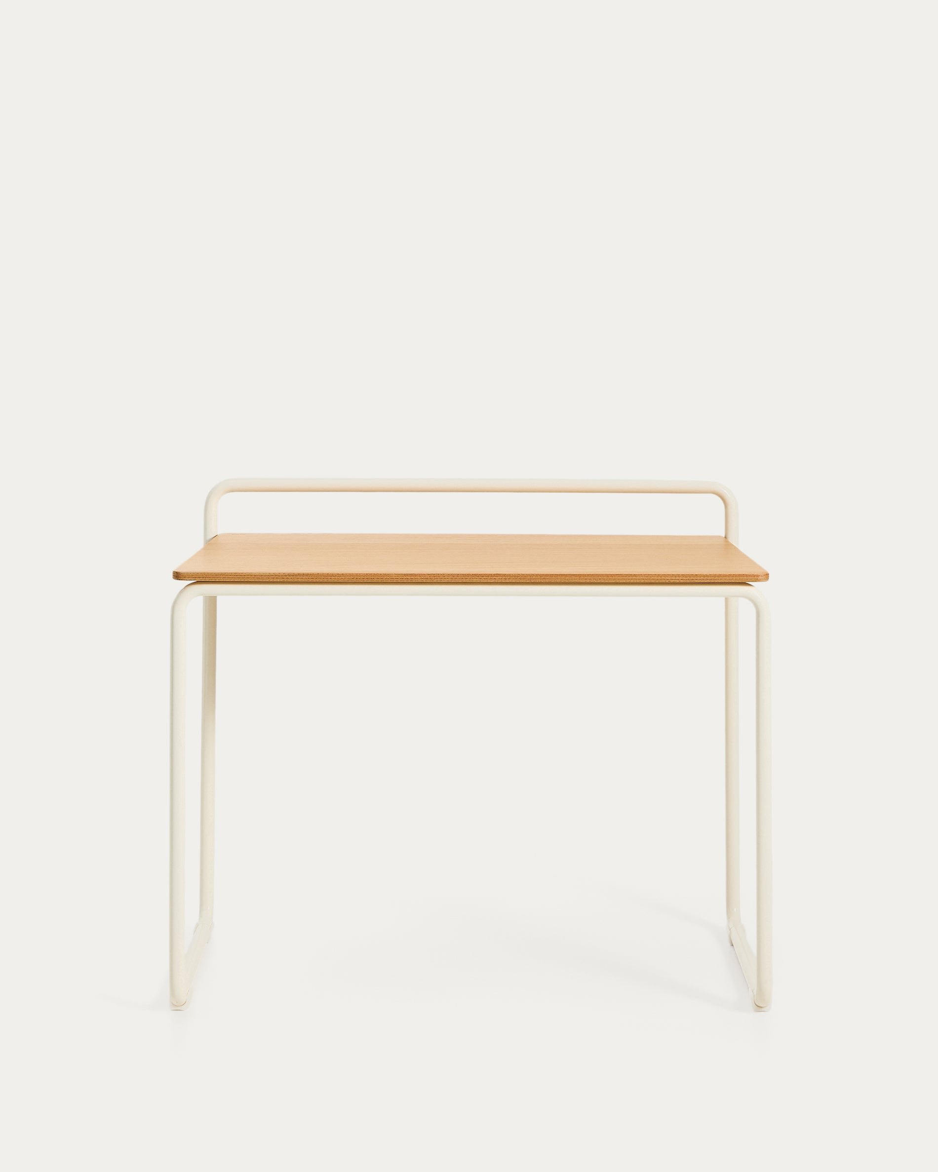 Tinn ash veneer desk with a beige metal structure, 82 x 45 cm - Product View