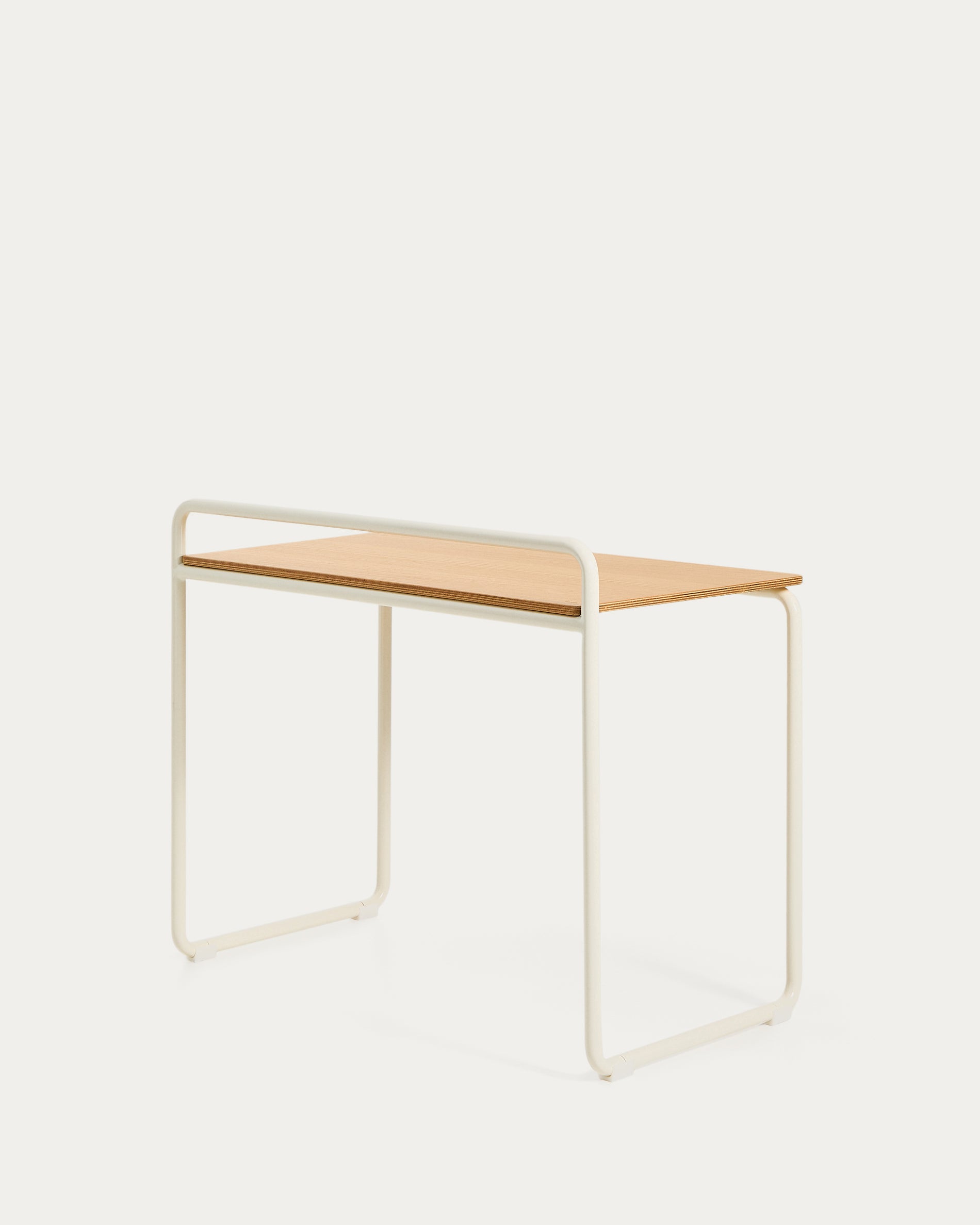 Tinn ash veneer desk with a beige metal structure, 82 x 45 cm - Product View