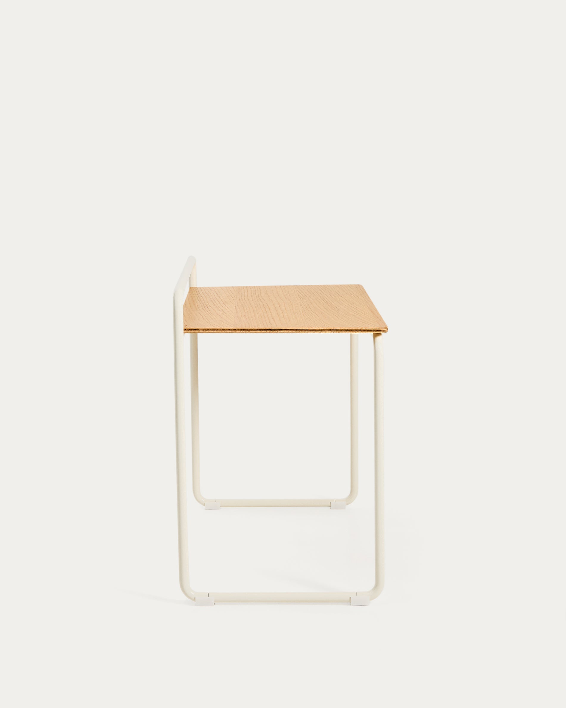 Tinn ash veneer desk with a beige metal structure, 82 x 45 cm - Product View