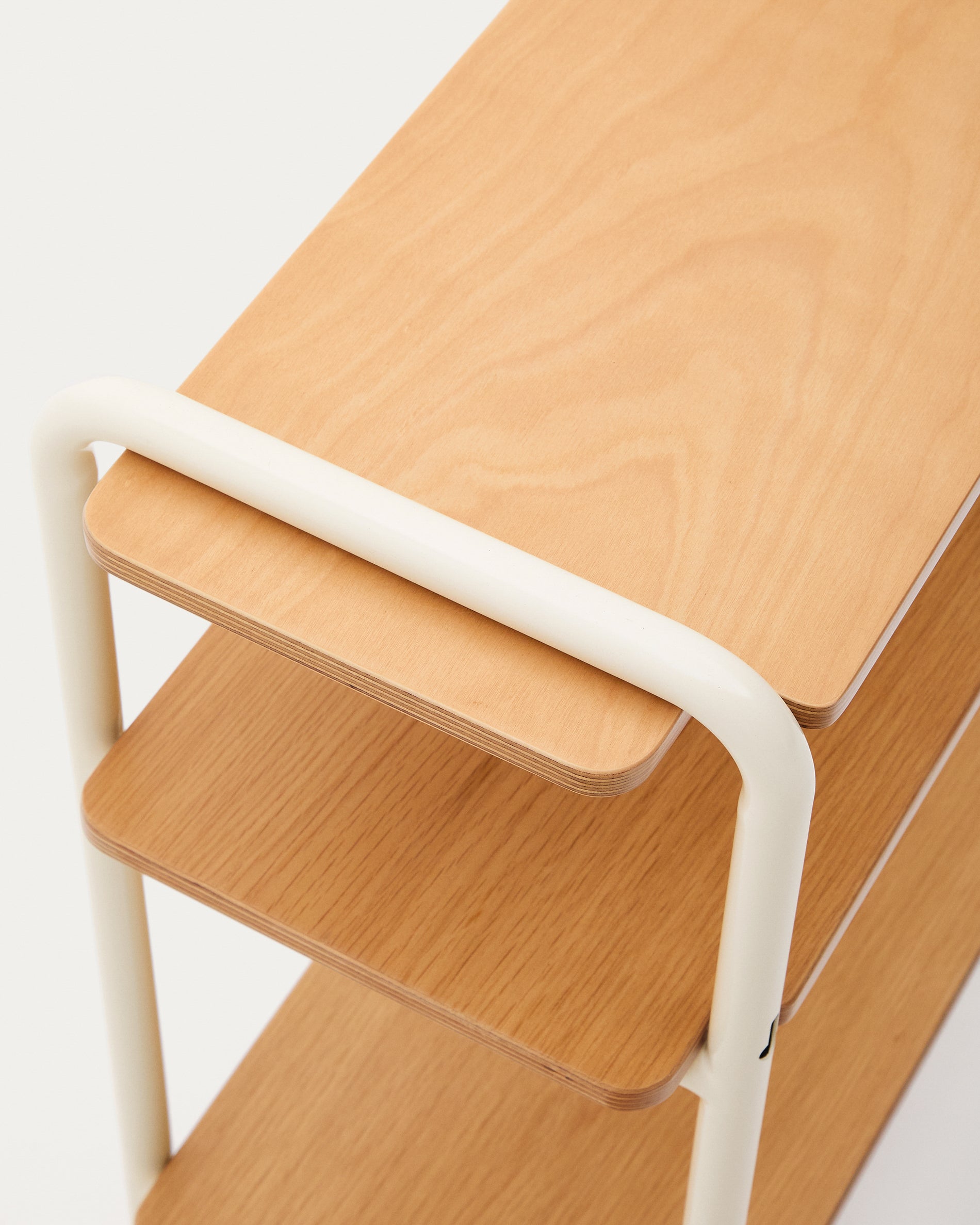 Tinn ash veneer shelf with a beige metal structure, 70 x 60 cm - Detail