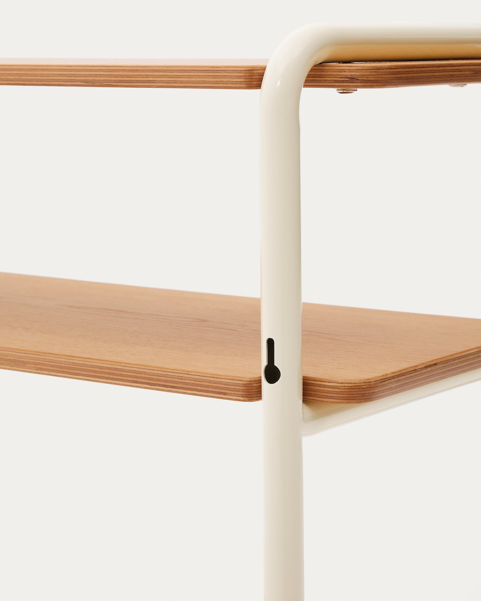 Tinn ash veneer shelf with a beige metal structure, 70 x 60 cm - Detail