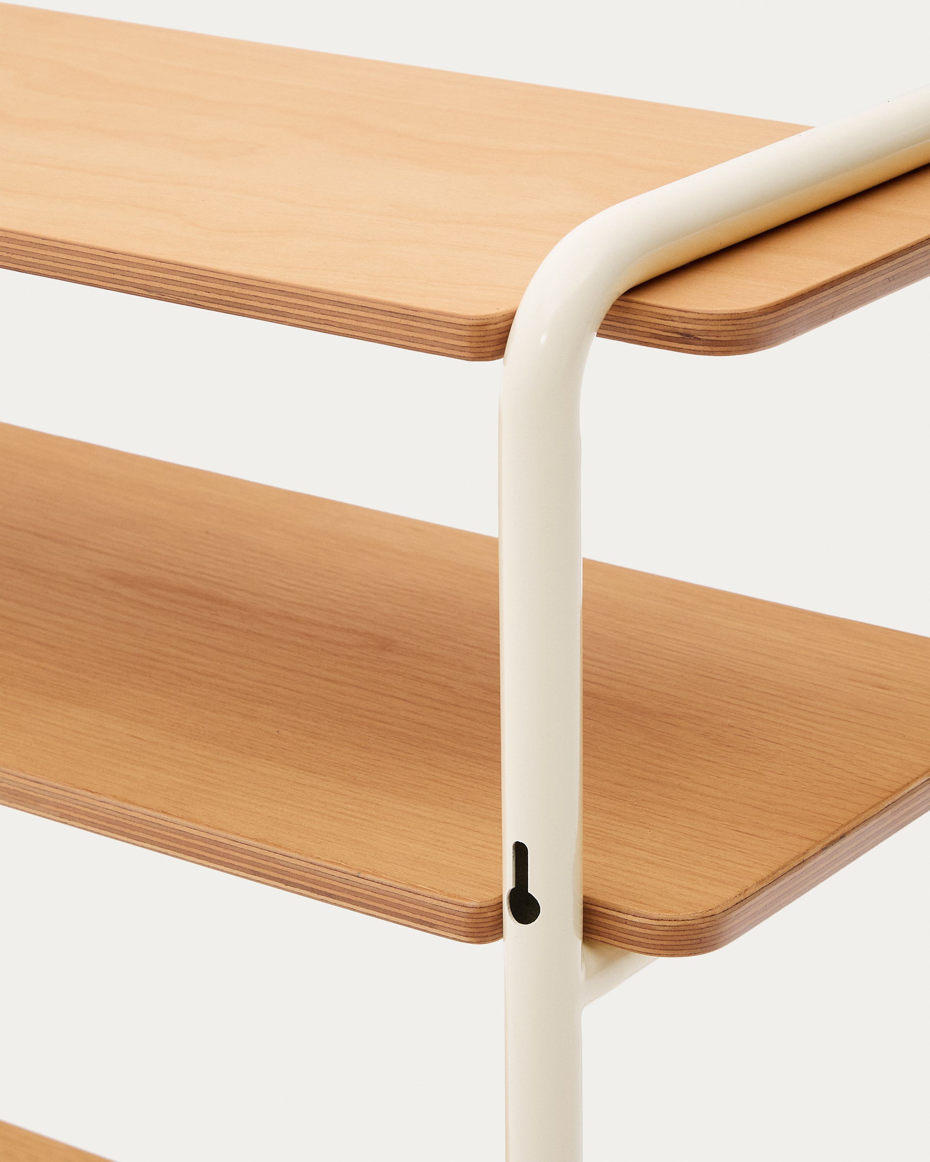 Tinn ash veneer shelf with a beige metal structure, 70 x 60 cm - Detail