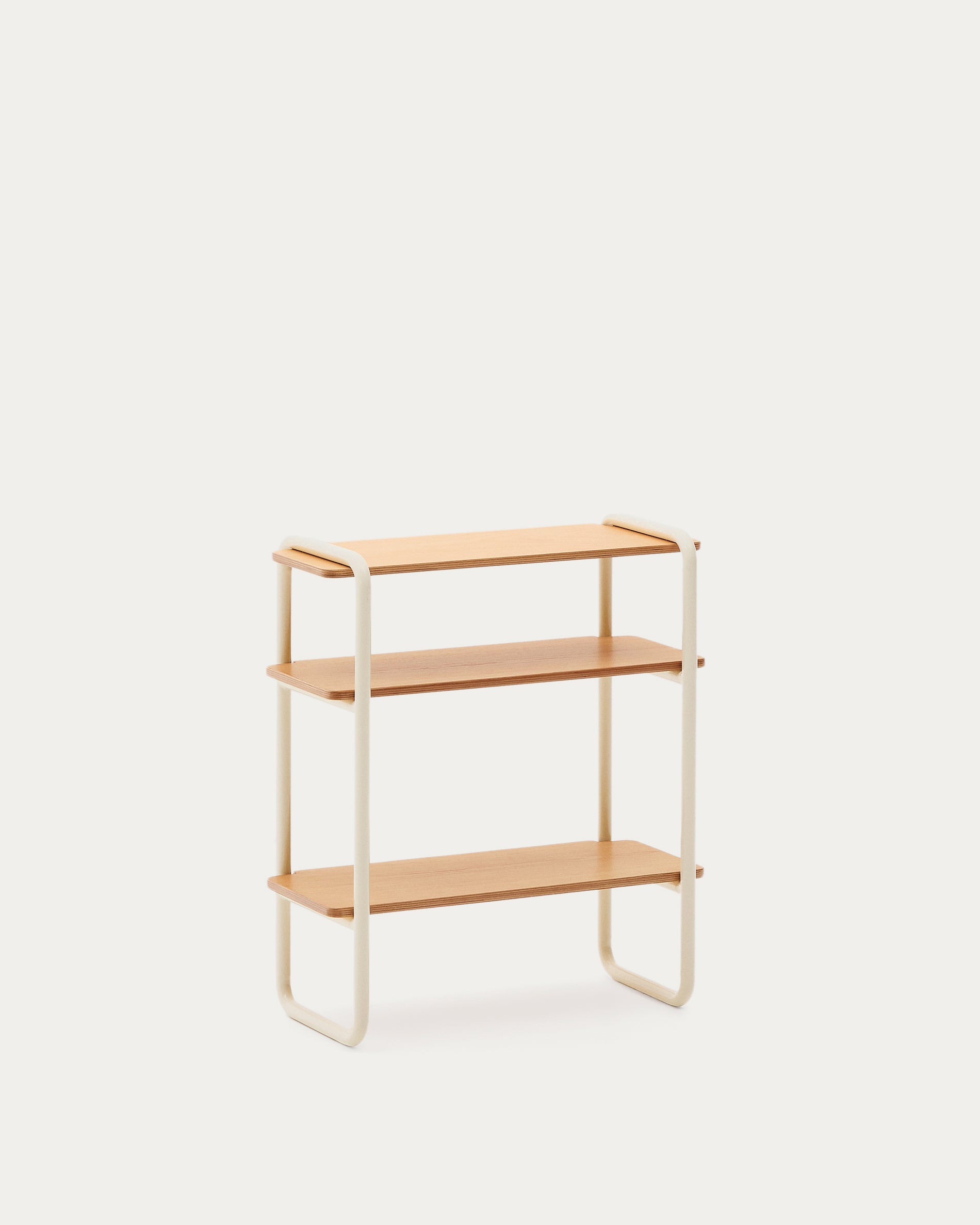 Tinn ash veneer shelf with a beige metal structure, 70 x 60 cm - Product View