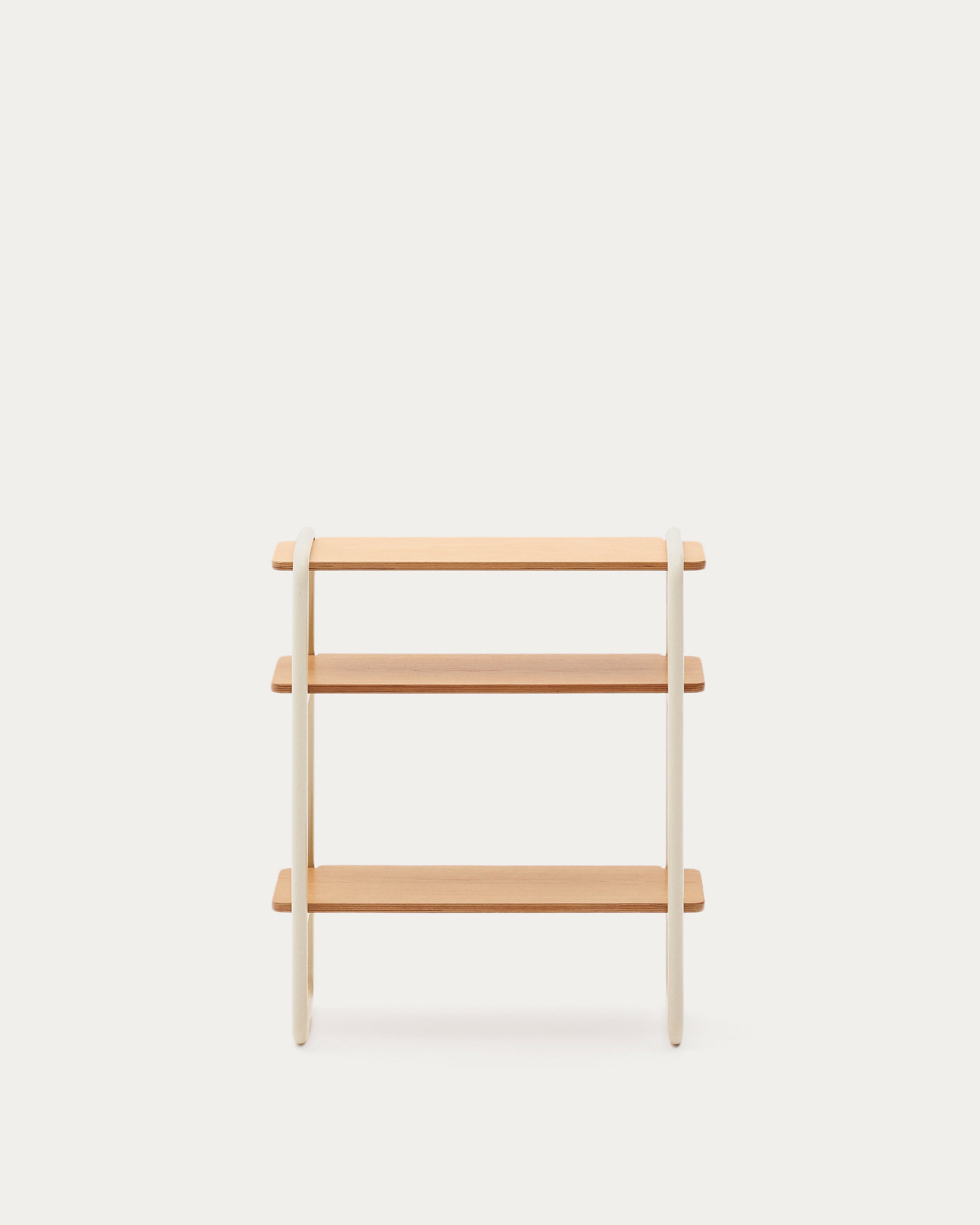 Tinn ash veneer shelf with a beige metal structure, 70 x 60 cm - Product View