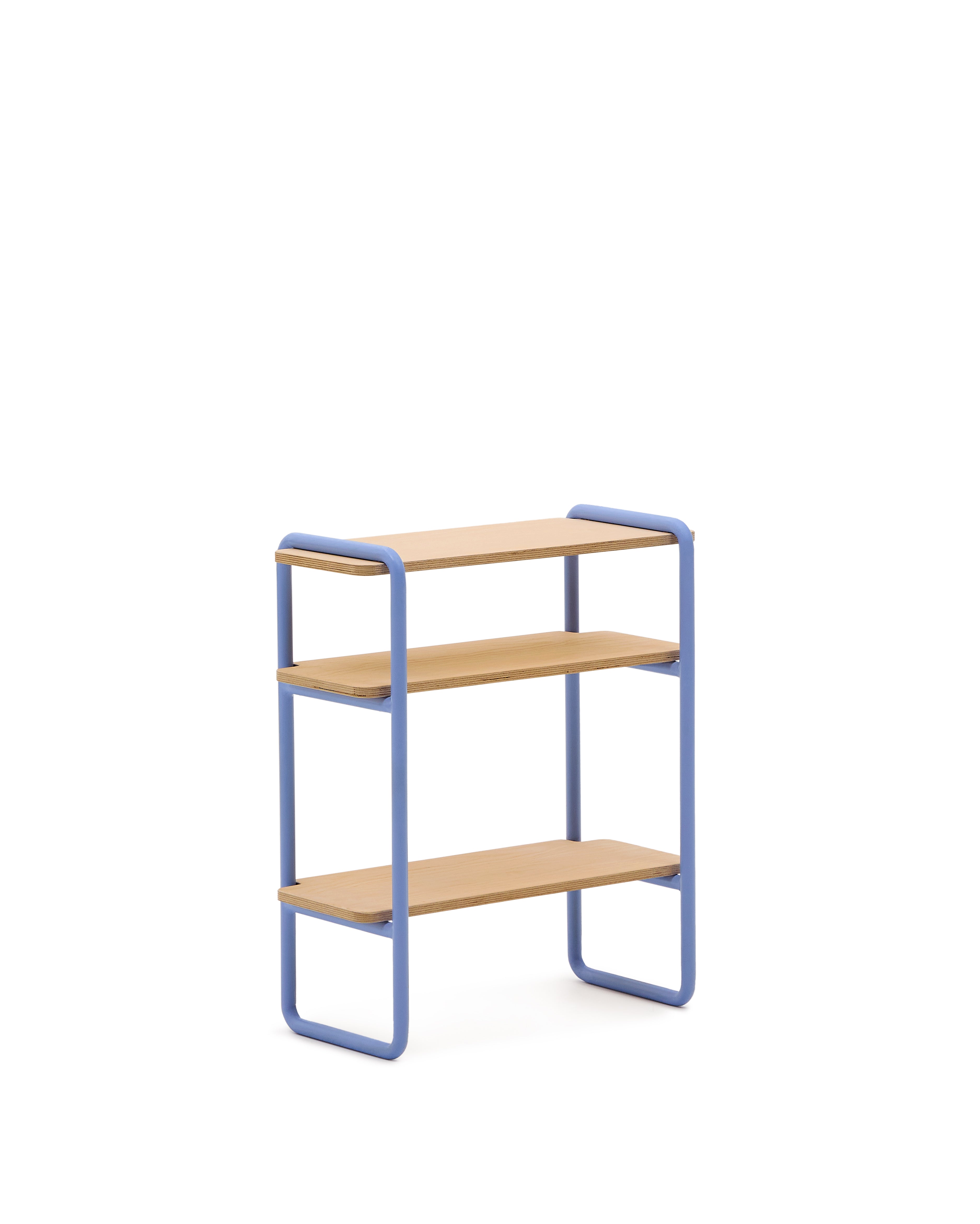 Tinn ash veneer shelf with a blue metal structure, 70 x 60 cm - Product Image
