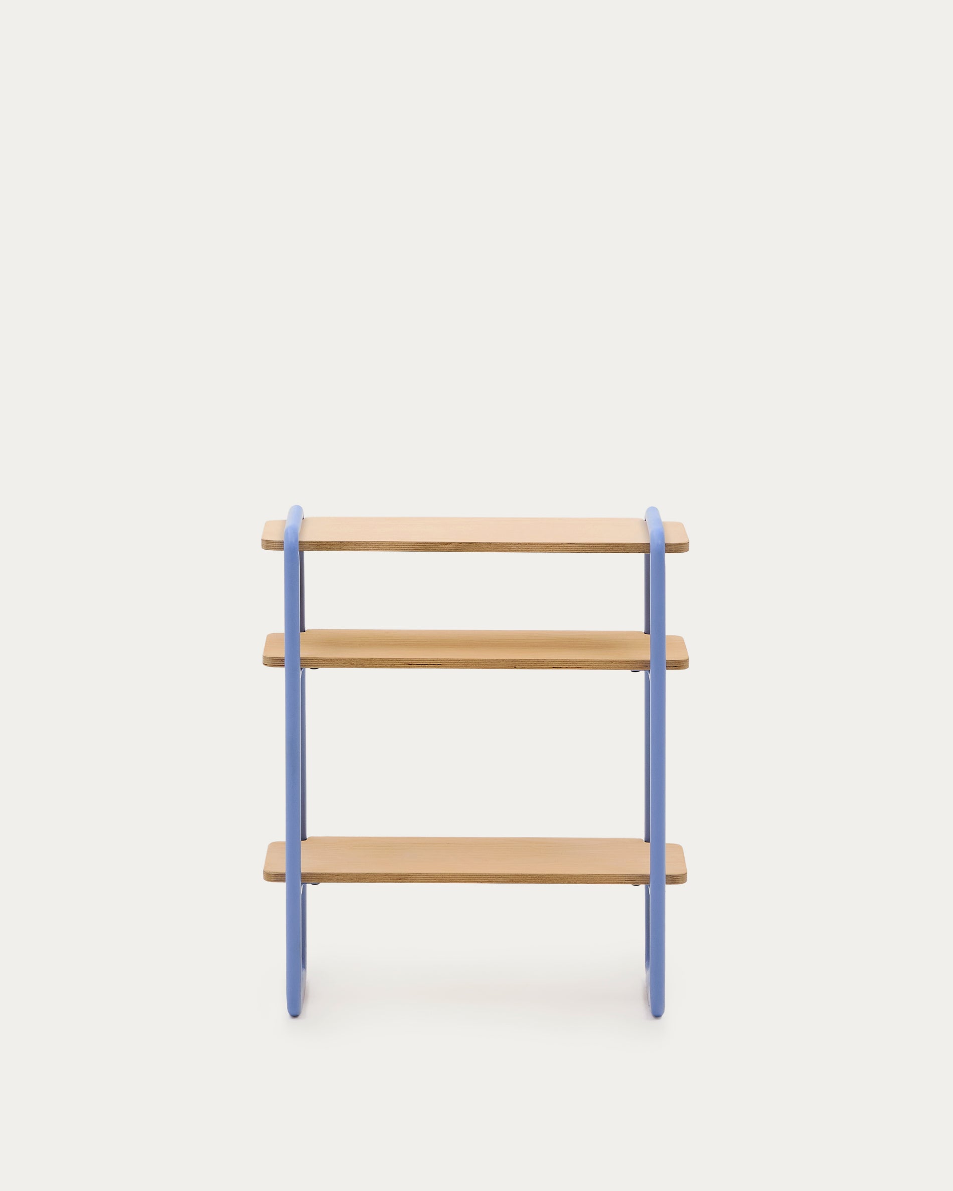 Tinn ash veneer shelf with a blue metal structure, 70 x 60 cm - Product View
