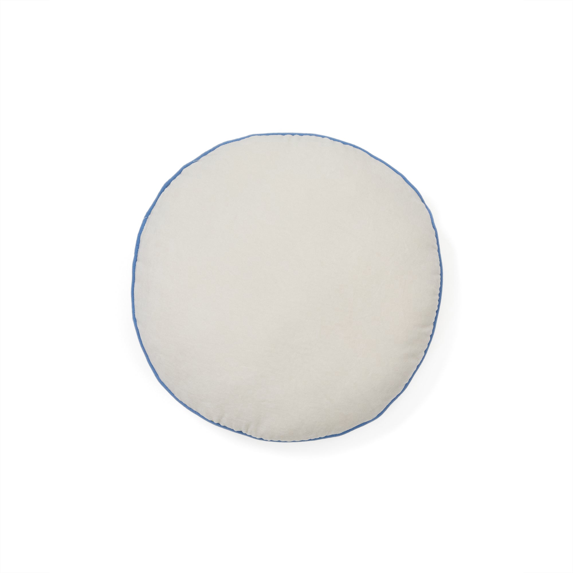 Saya white and blue, round cotton cushion, Ø 40 cm - Product Image