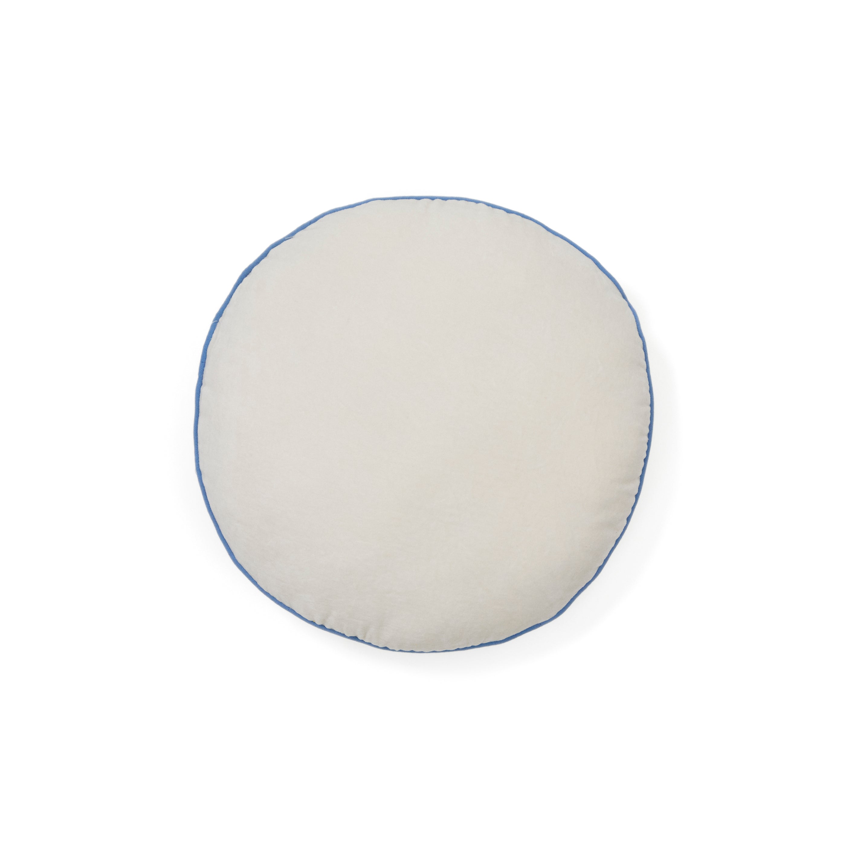 Saya white and blue, round cotton cushion, Ø 40 cm - Product Image
