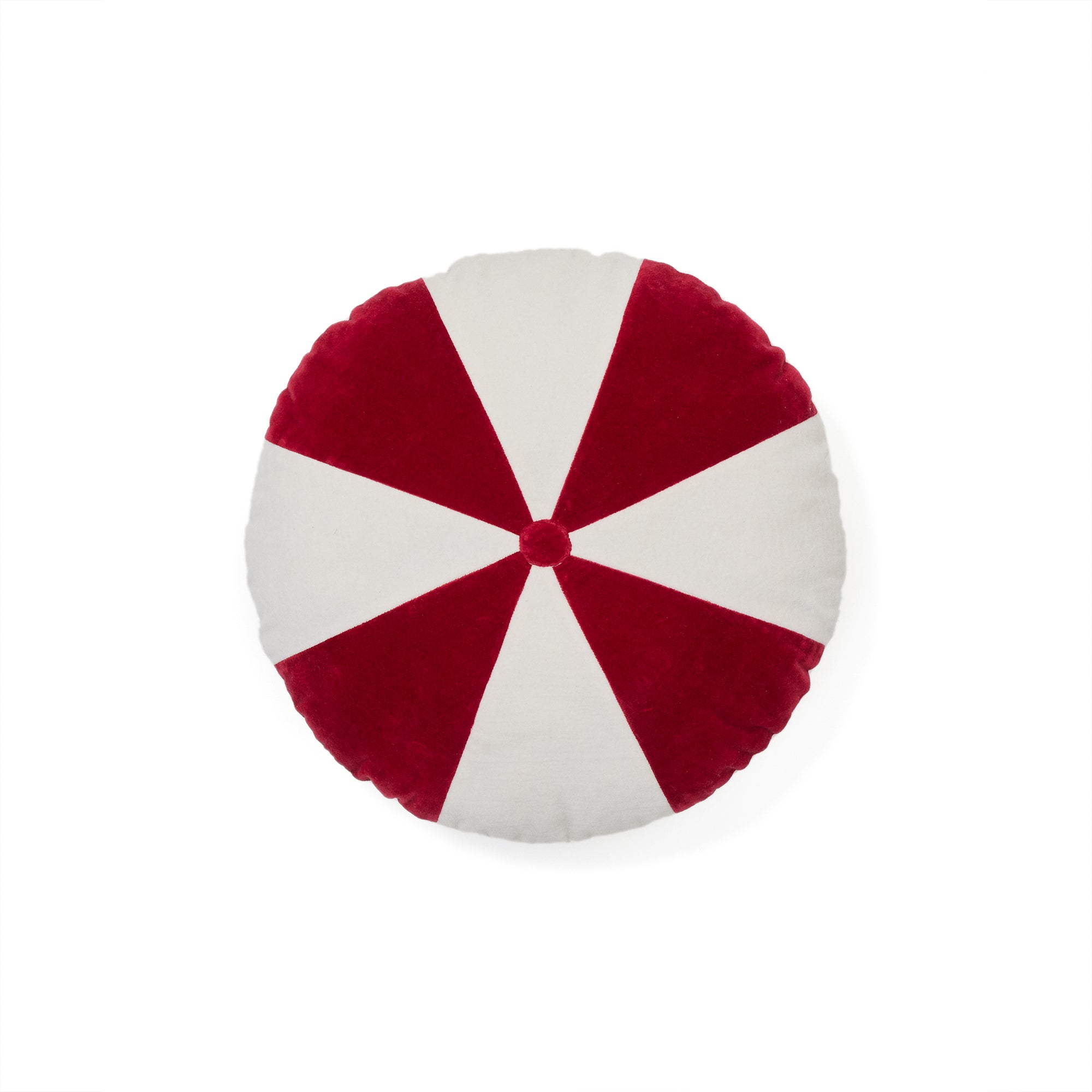 Odet white and red, round cotton cushion, Ø 45 cm - Product Image