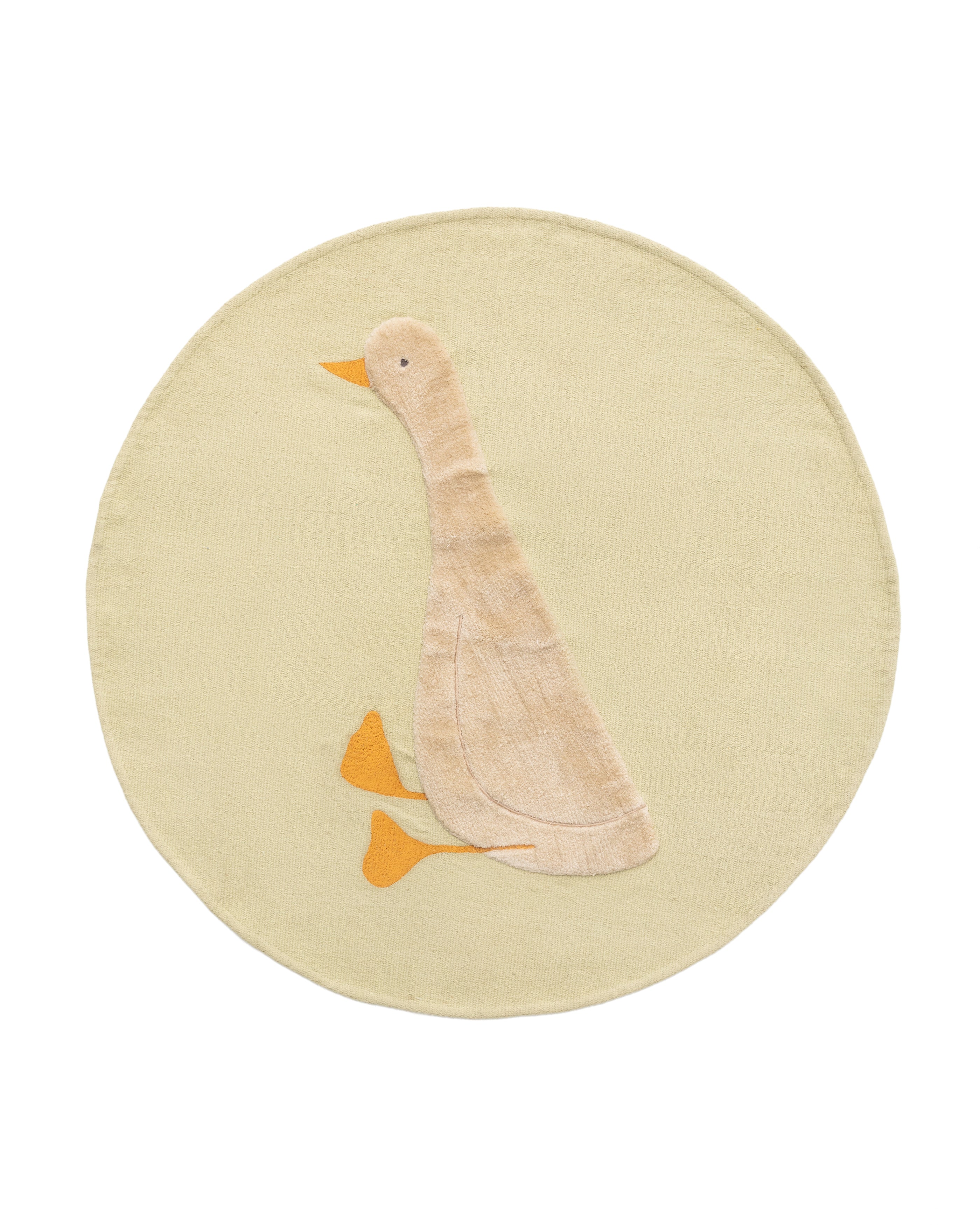 Milu green, 100% cotton rug with a goose feature, Ø 100 cm - Product Image
