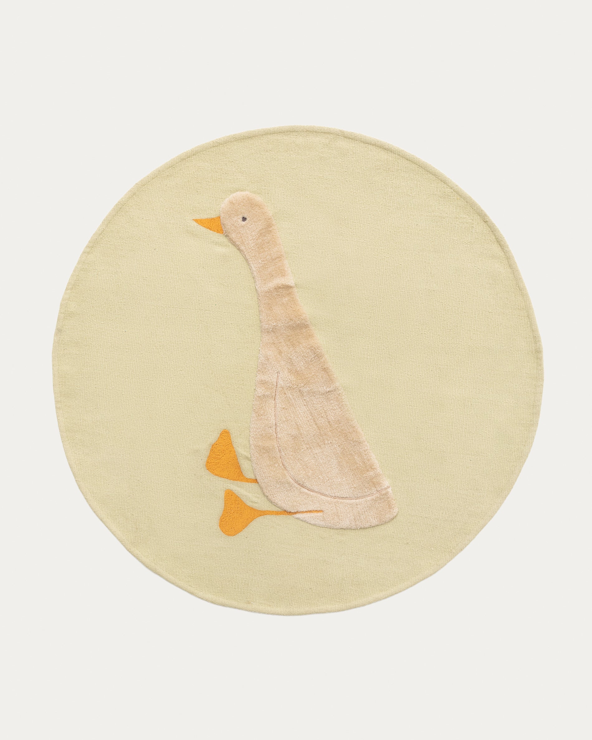 Milu green, 100% cotton rug with a goose feature, Ø 100 cm - Product View
