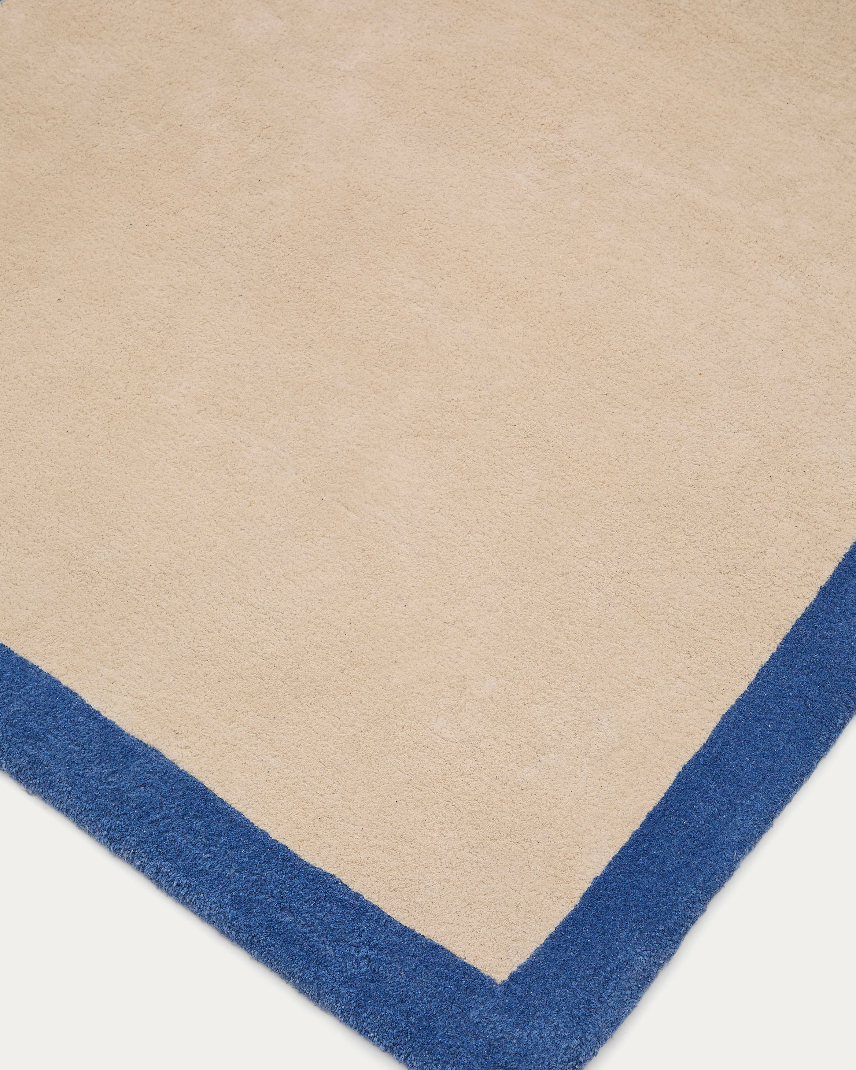 Nalim beige and blue, 100% cotton rug, 90 x 150 cm.